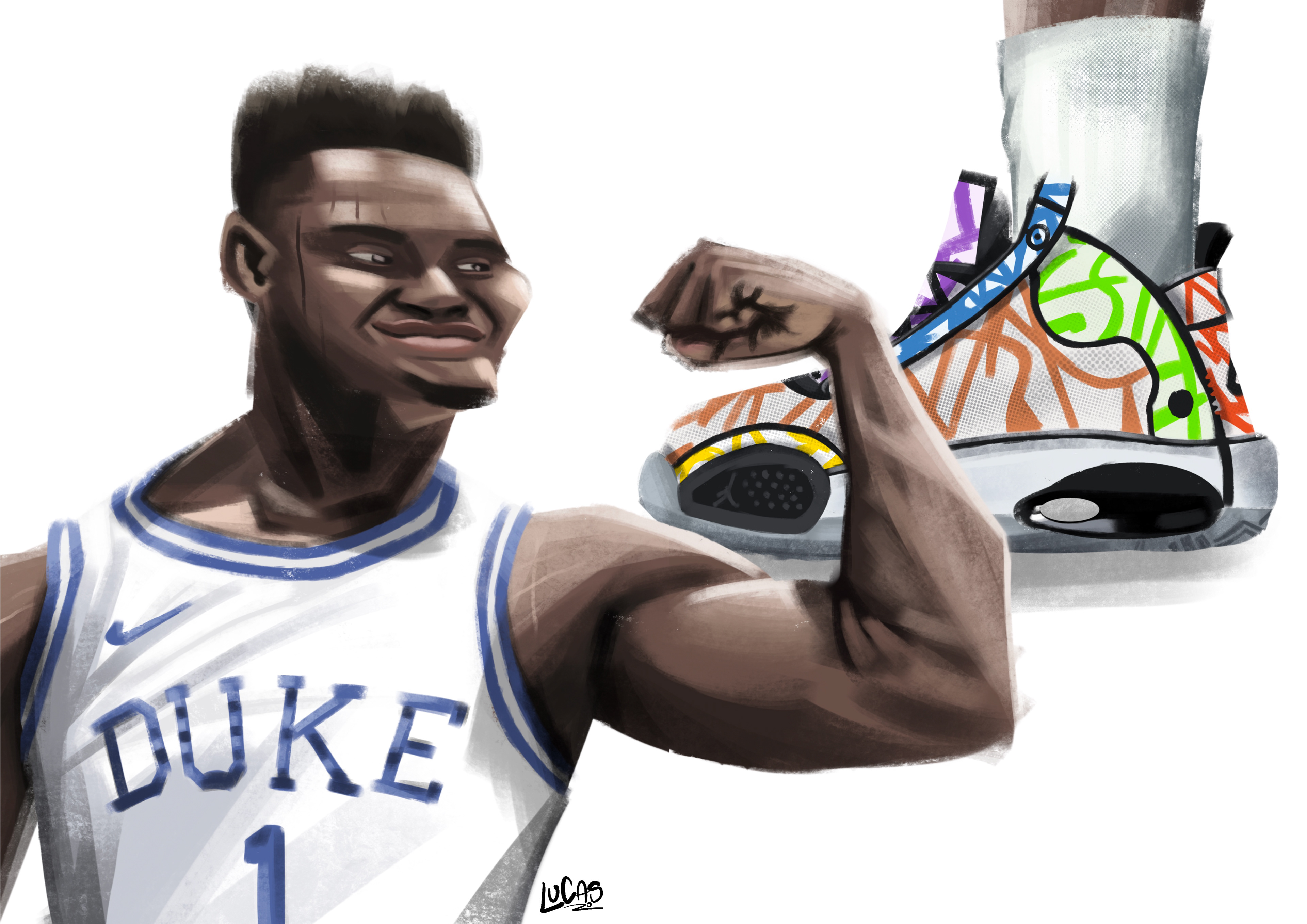 Zion Williamson. Illustrated on Procreate.