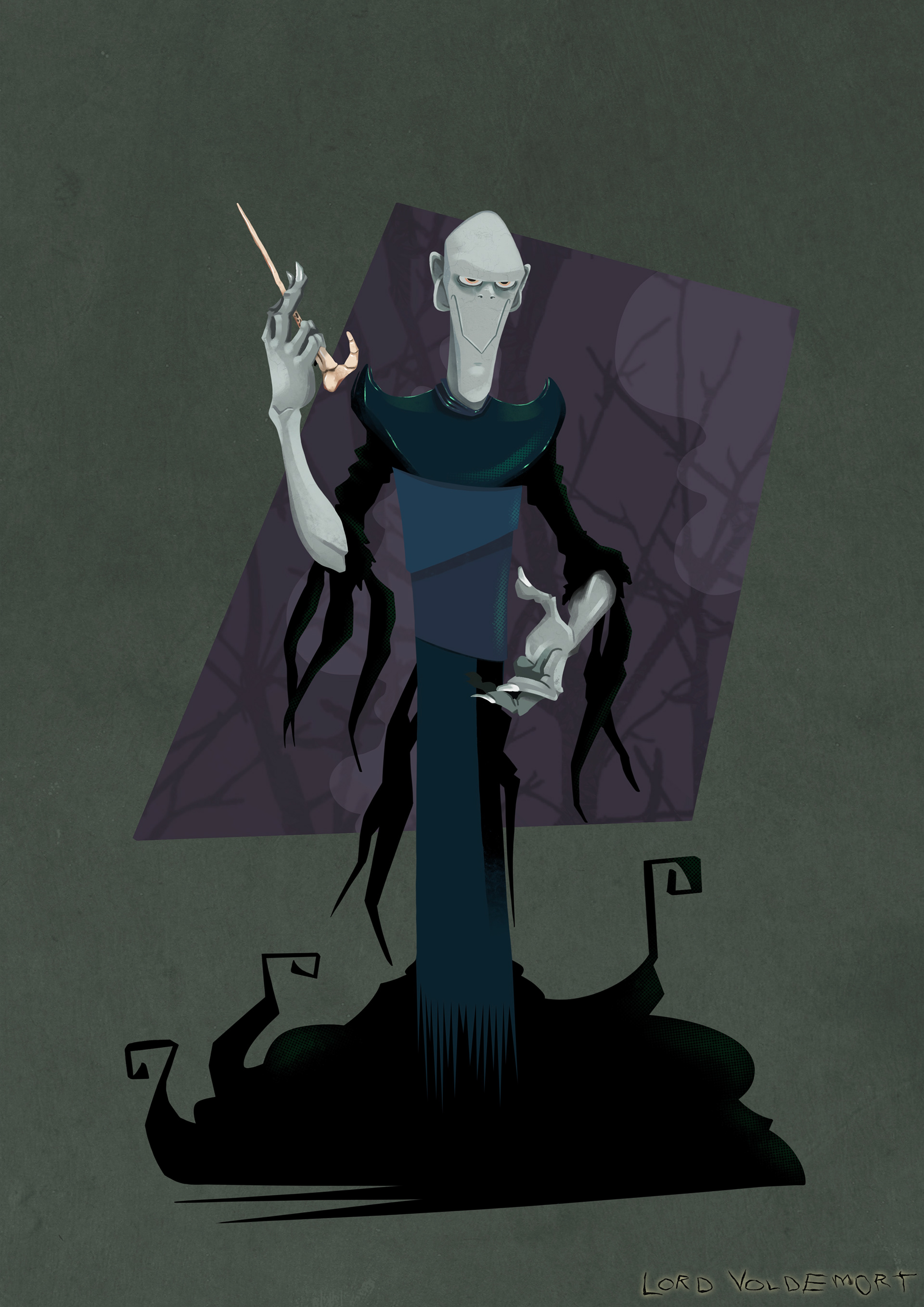 Lord Voldemort character design. Illustrated on Procreate.