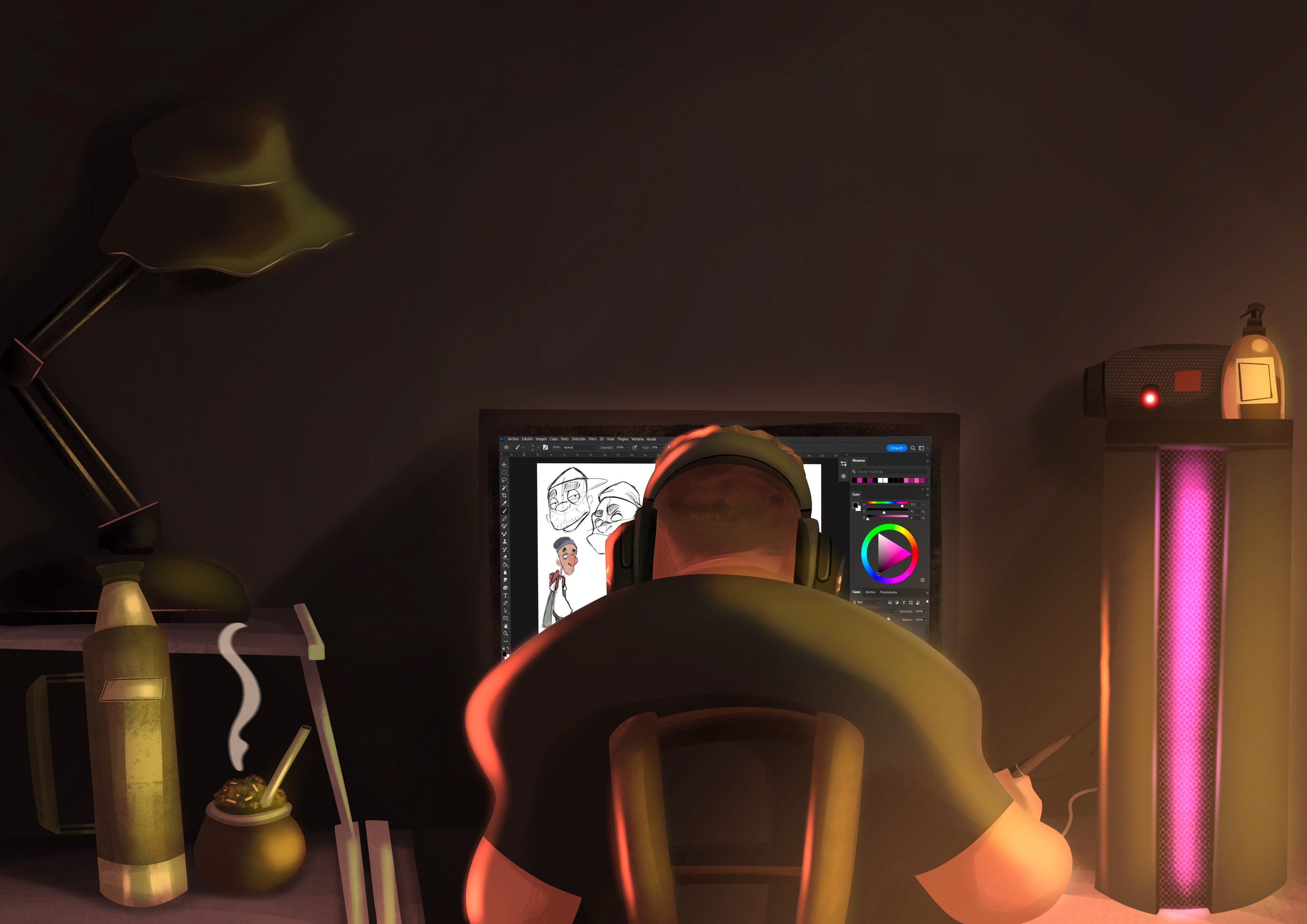 A day of work. Illustrated on Procreate.