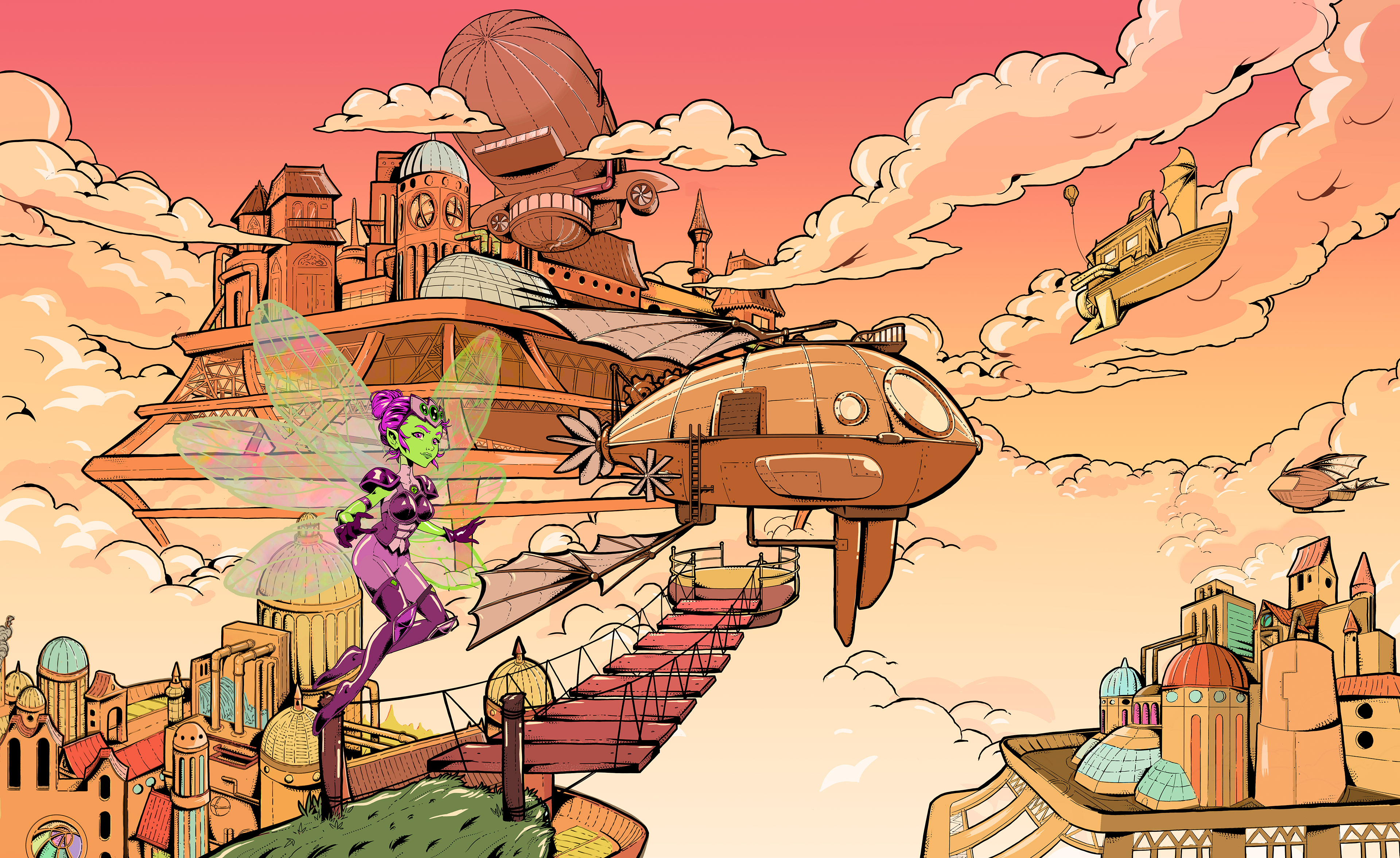 Cloud City. Top Golf (BLIRP Studio & Final Frontier Tv). Inking & shading in Photoshop.