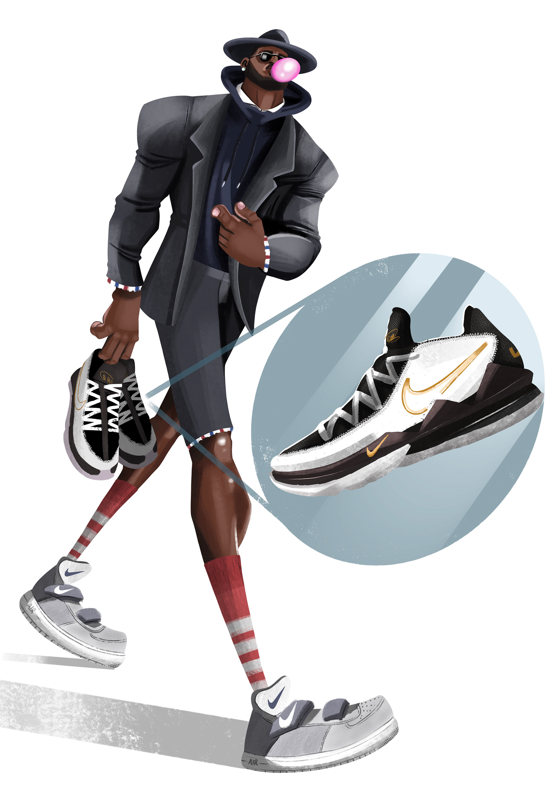 LeBron James pregame entrance. Illustrated on Procreate.