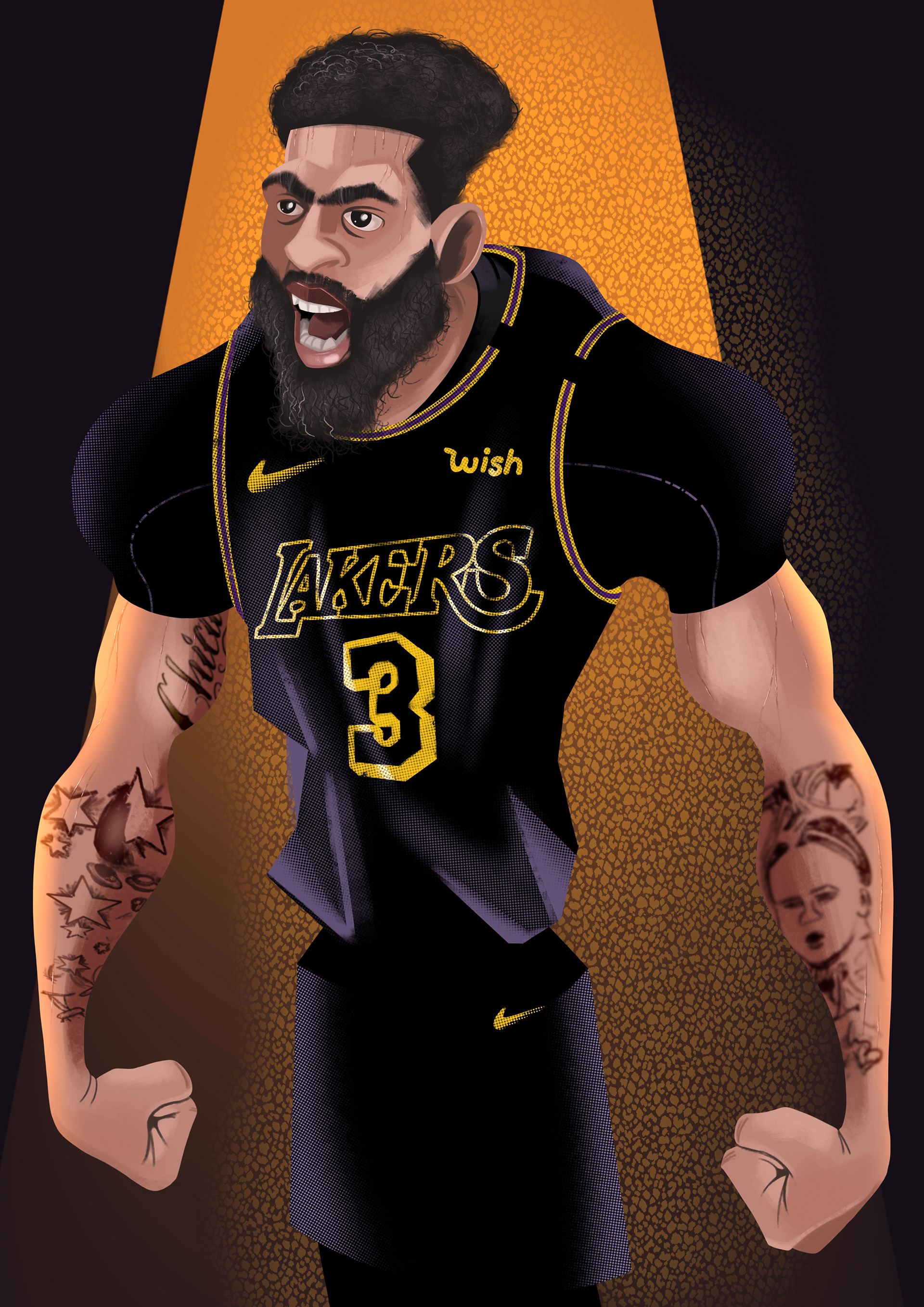 Anthony Davis x Lakers. Illustrated on Procreate.