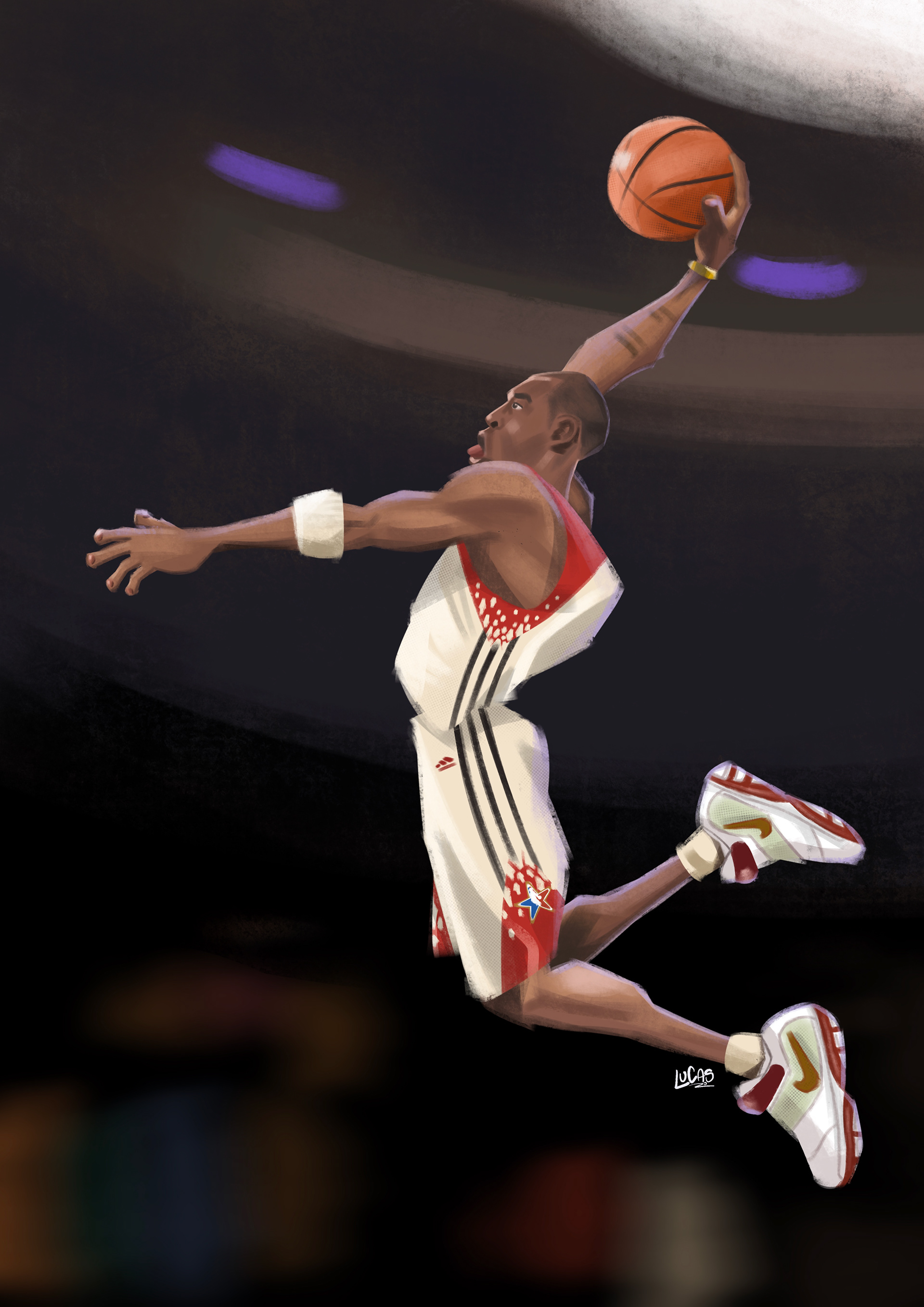 Kobe Bryant at the All-Star Game. Illustrated on Procreate.