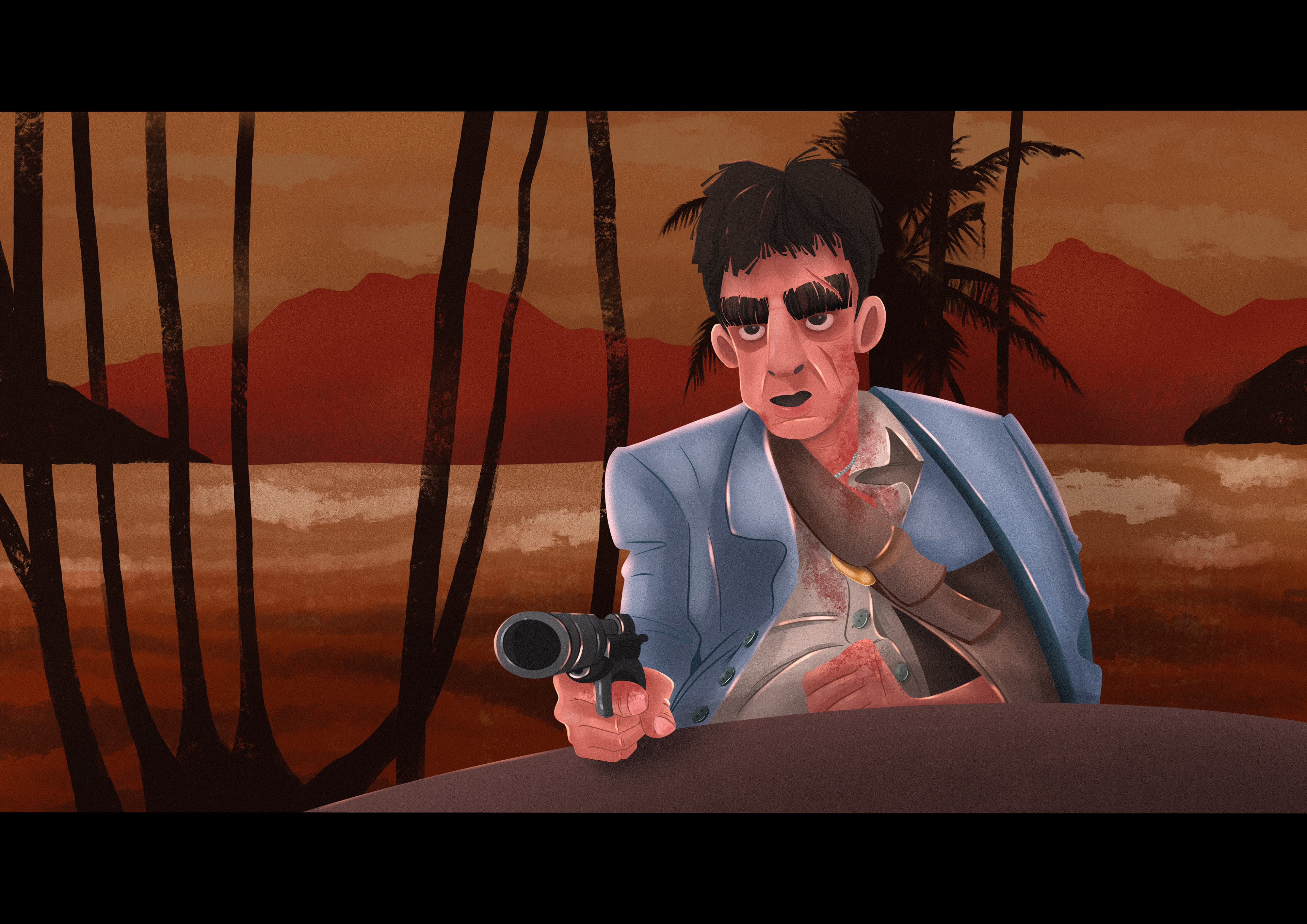 Scarface Tony Montana. Illustrated on Procreate.