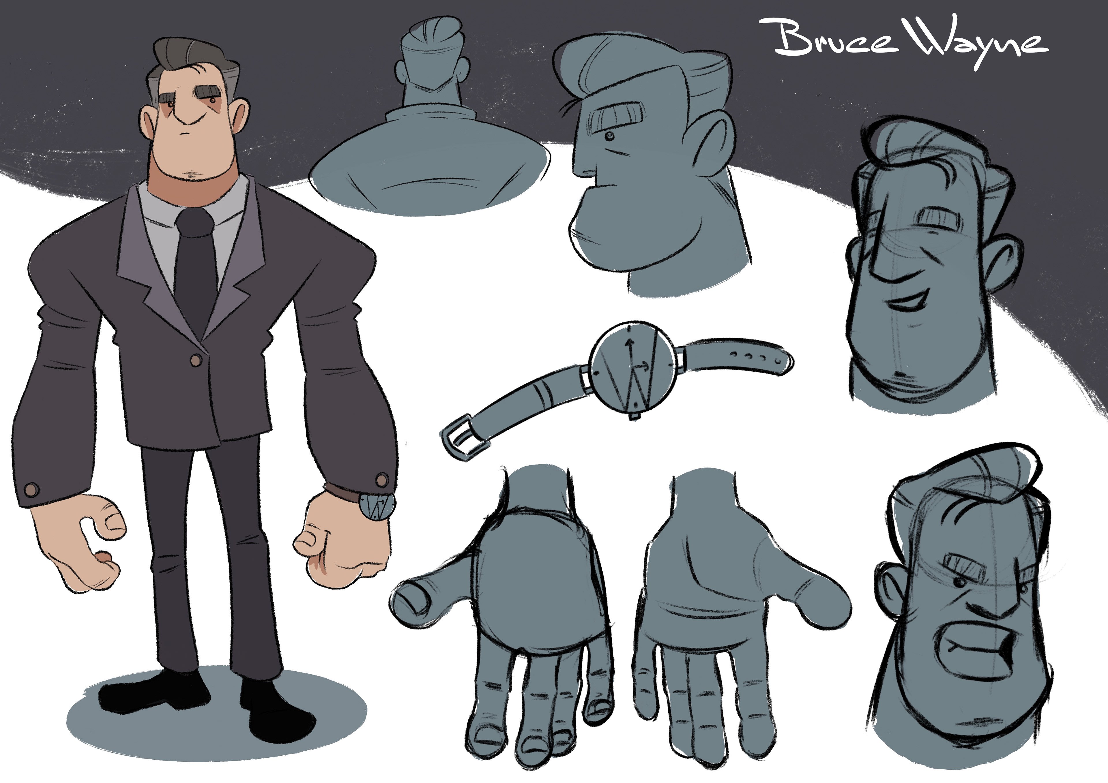 Bruce Wayne character exploration. Illustrated on Procreate.