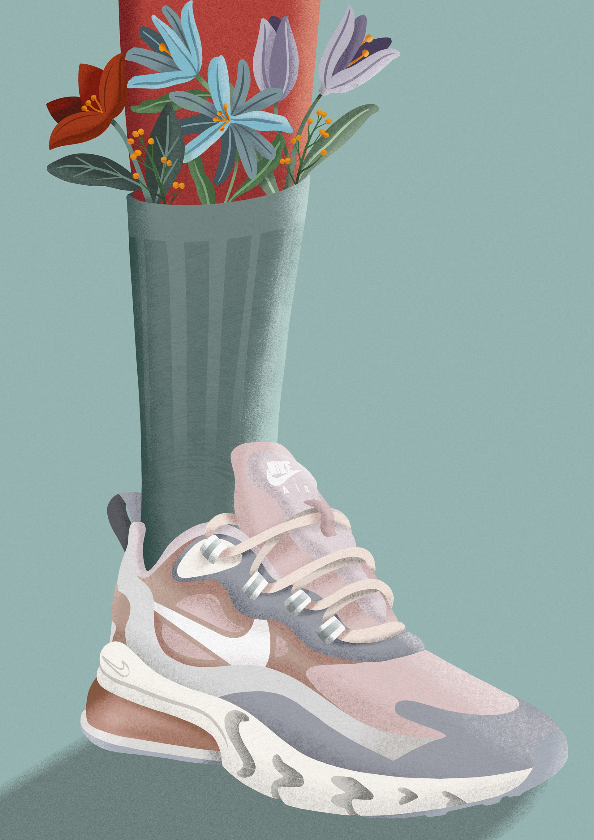 Flower sneaker. Illustrated on Procreate.