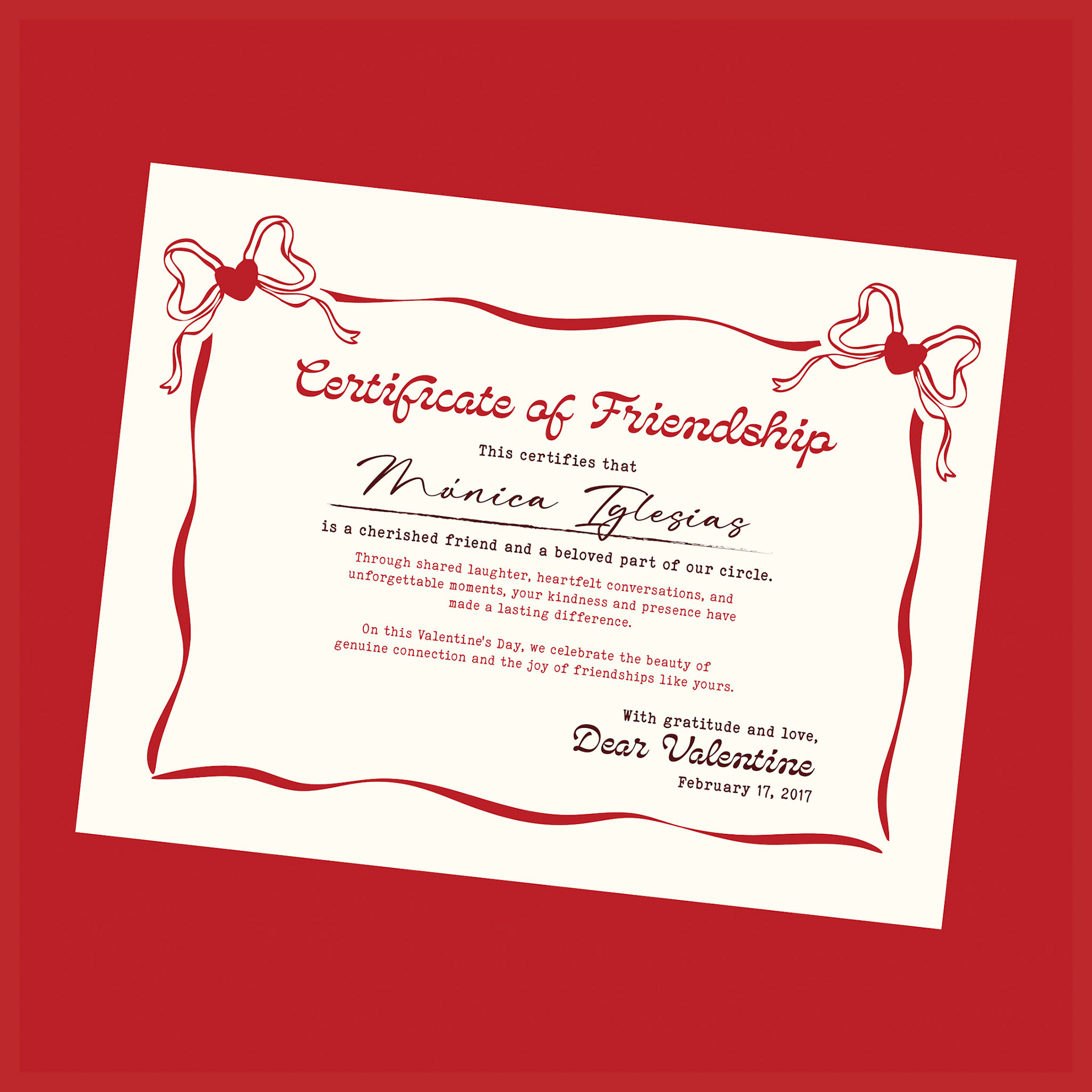 Diseño de certificado de amistad