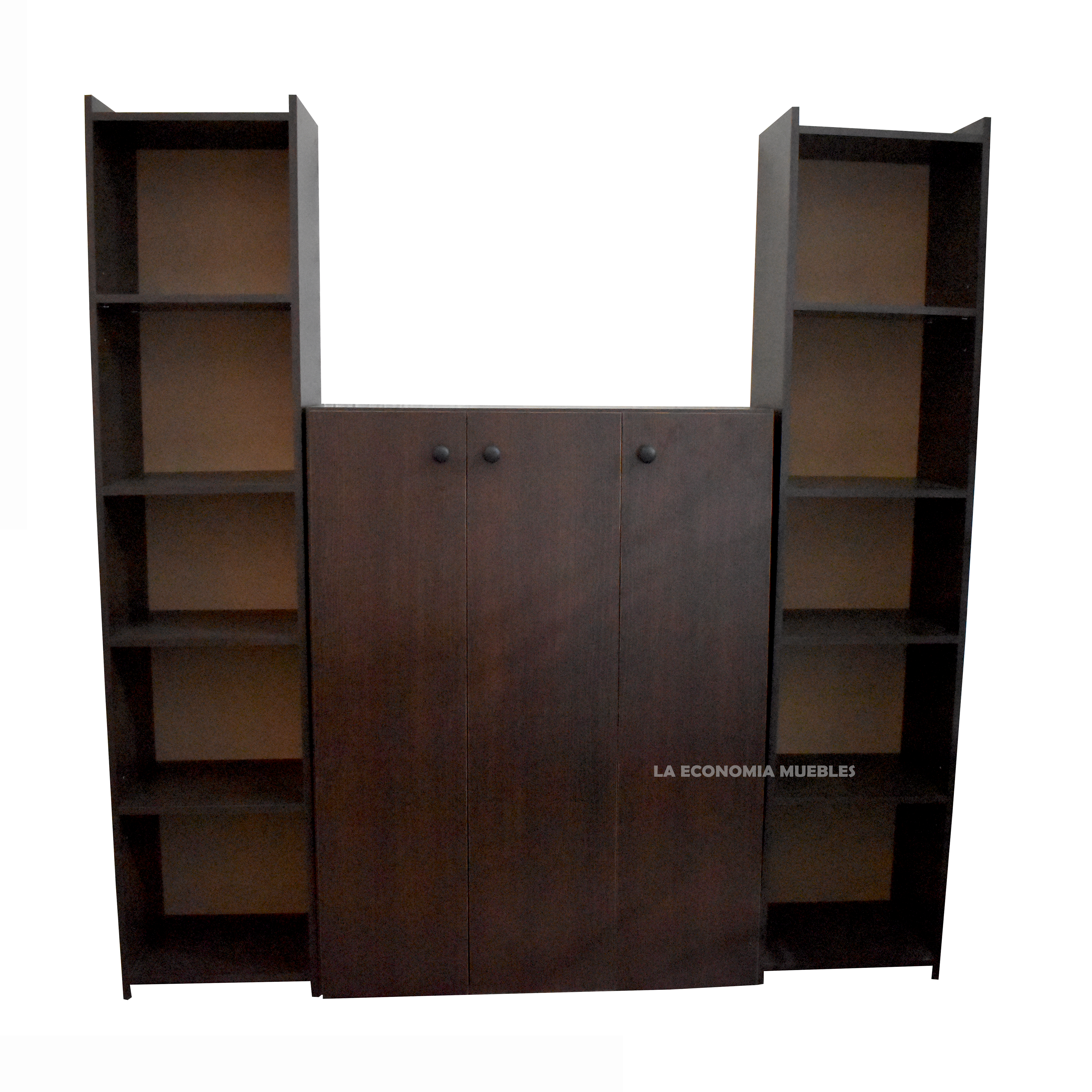 Botinero de tres puertas para 54 pares. Colores wengué, mogno, roble y blanco.