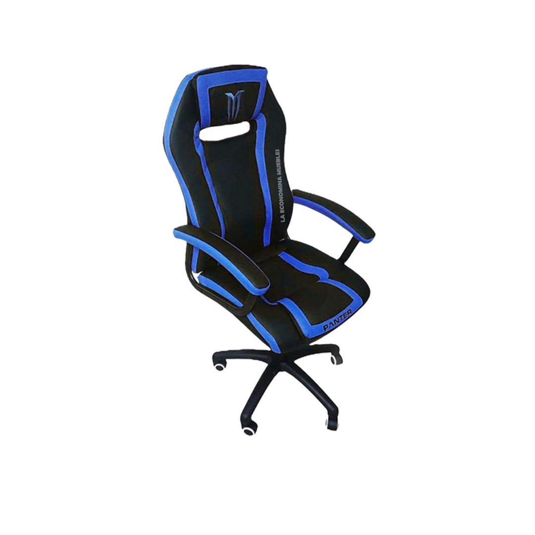 Silla Gamer giratoria neumática y basculante (reclinable), base negra, tapizado según stock.