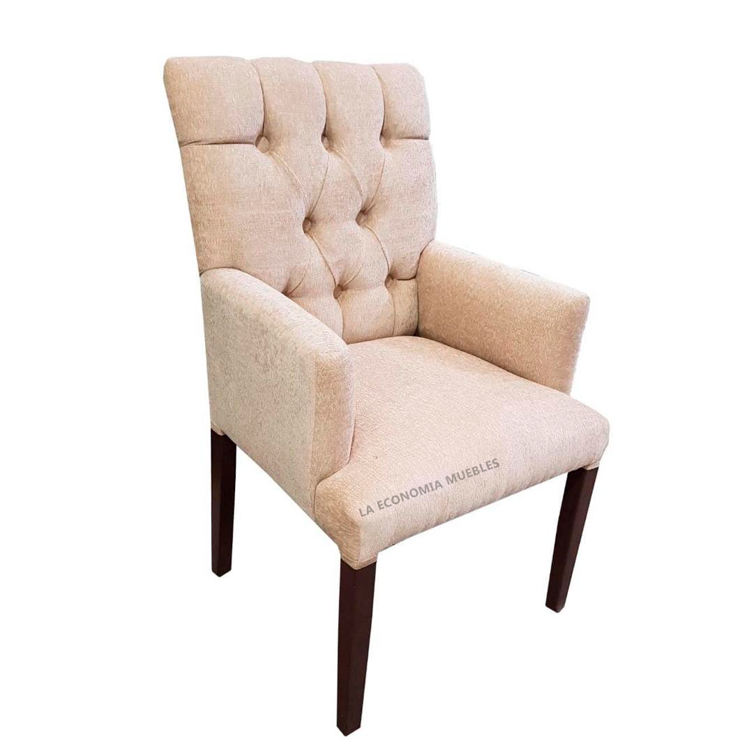 Sillón con apoya brazo tapizado en chenille, pana , talampaya, colores a elección.