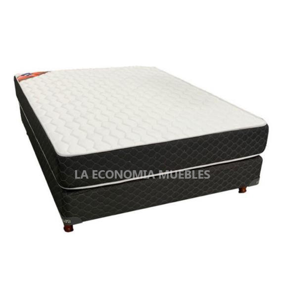 Sommier y colchón de 2 plazas ( 140 x 190 cm alta densidad Piero 5 años de gtia tela de yackard combinada