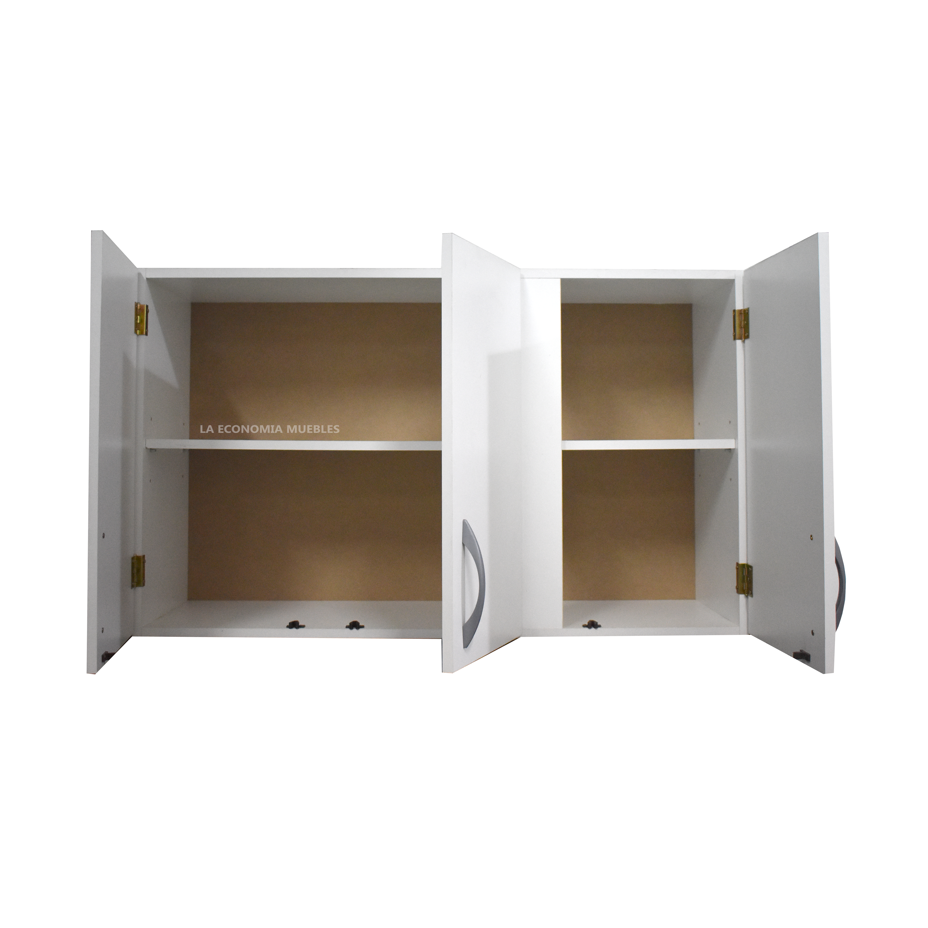 Alacena de 1.20m x 0.60m con tres puertas y estante regulable. Colores: blanco, mogno, wengué, roble. (consultar por  otras medidas).