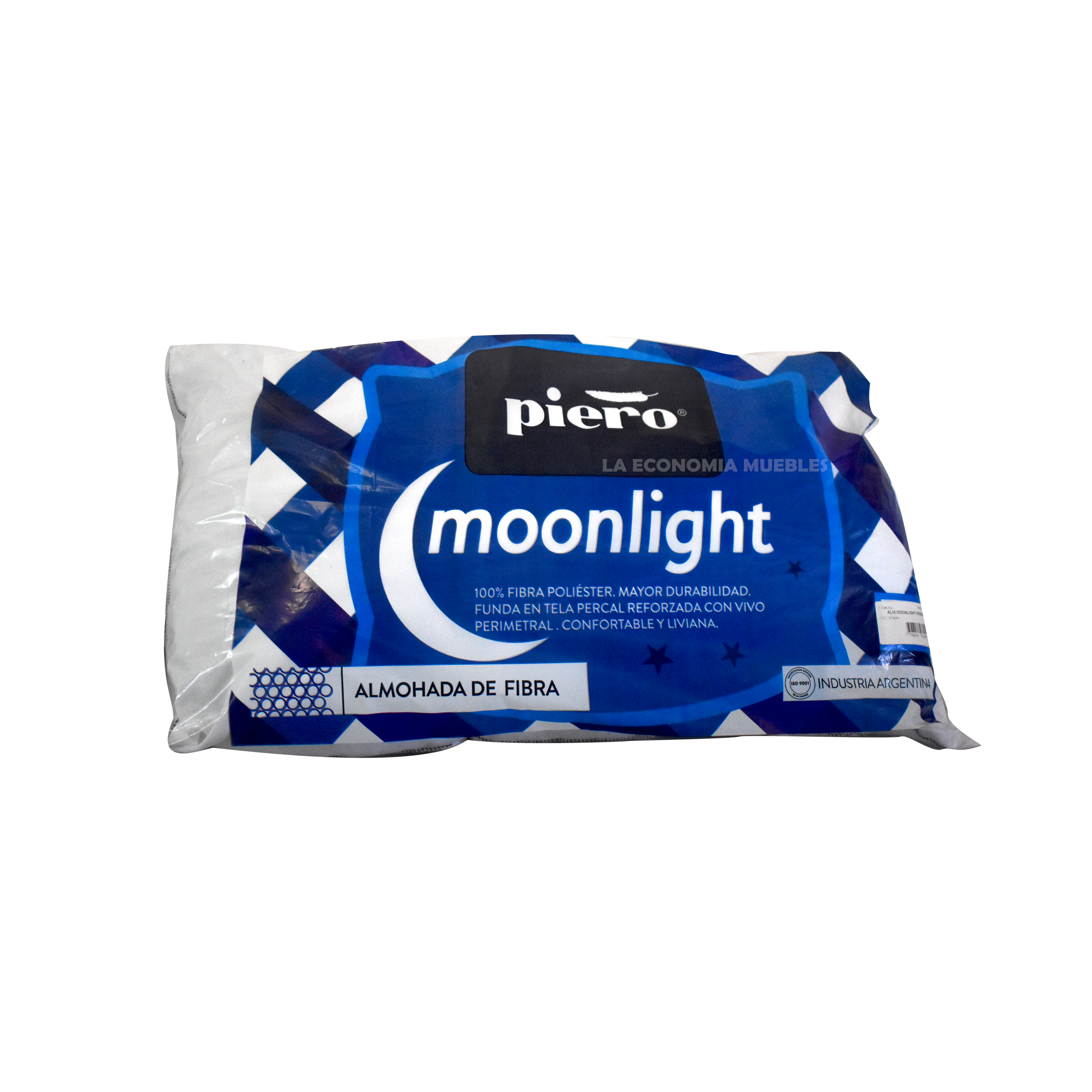 Almohada 100% fibra poliéster. Mayor durabilidad. Funda en tela percal reforzada con vivo perimetral. Confortable y liviana.