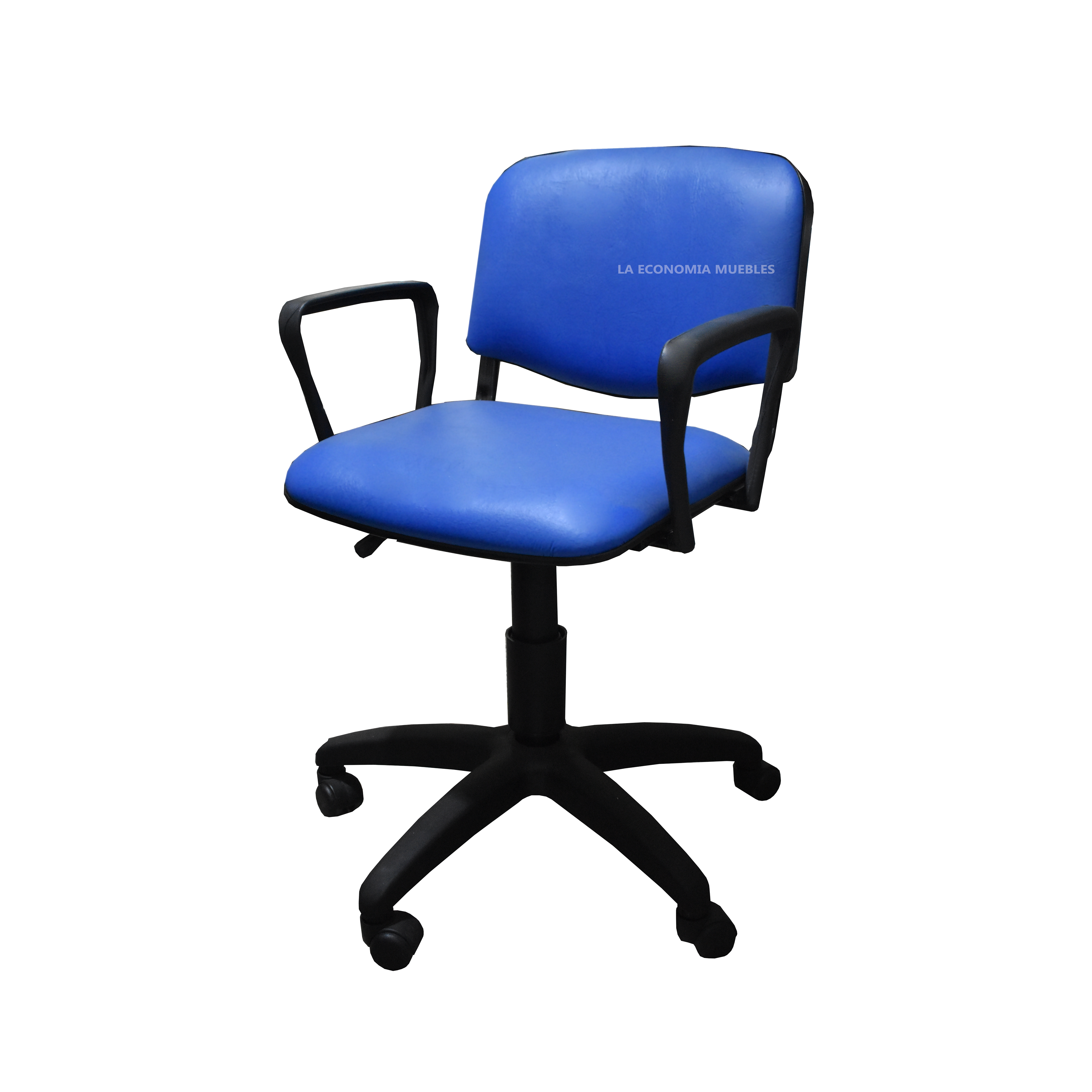 Silla giratoria neumática, base negra. Con asiento y respaldo tapizado en talampaya o eco-cuero. (colores a elección).