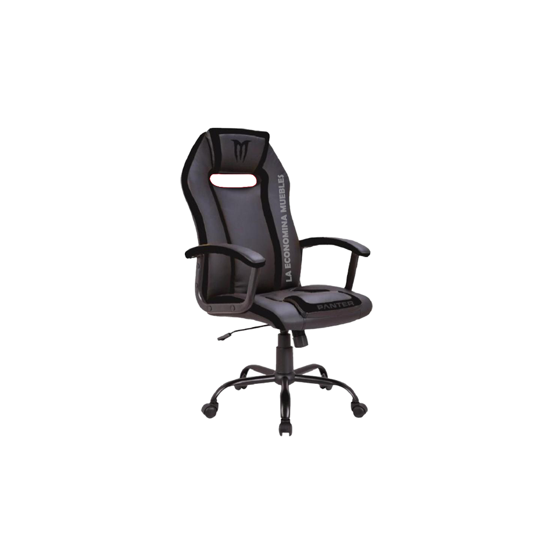 Silla Gamer giratoria neumática y basculante (reclinable), base negra, tapizado según stock.