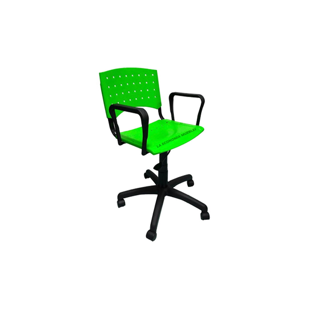 Silla giratoria neumática plástica, base negra. (colores a elección)