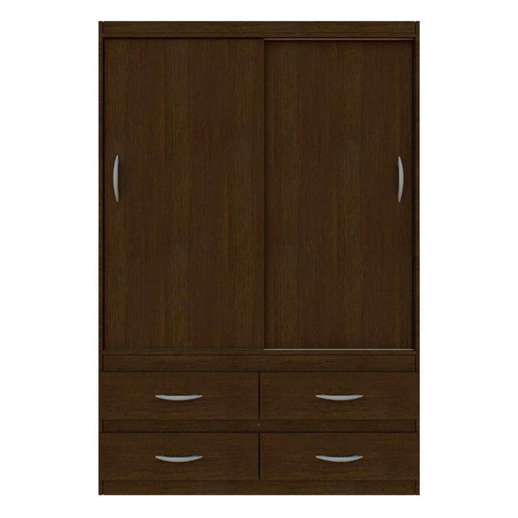 ropero de 1.20 cm x 1.80 cm puertas corredizas 4 cajones estantes regulables y  barral para colgar