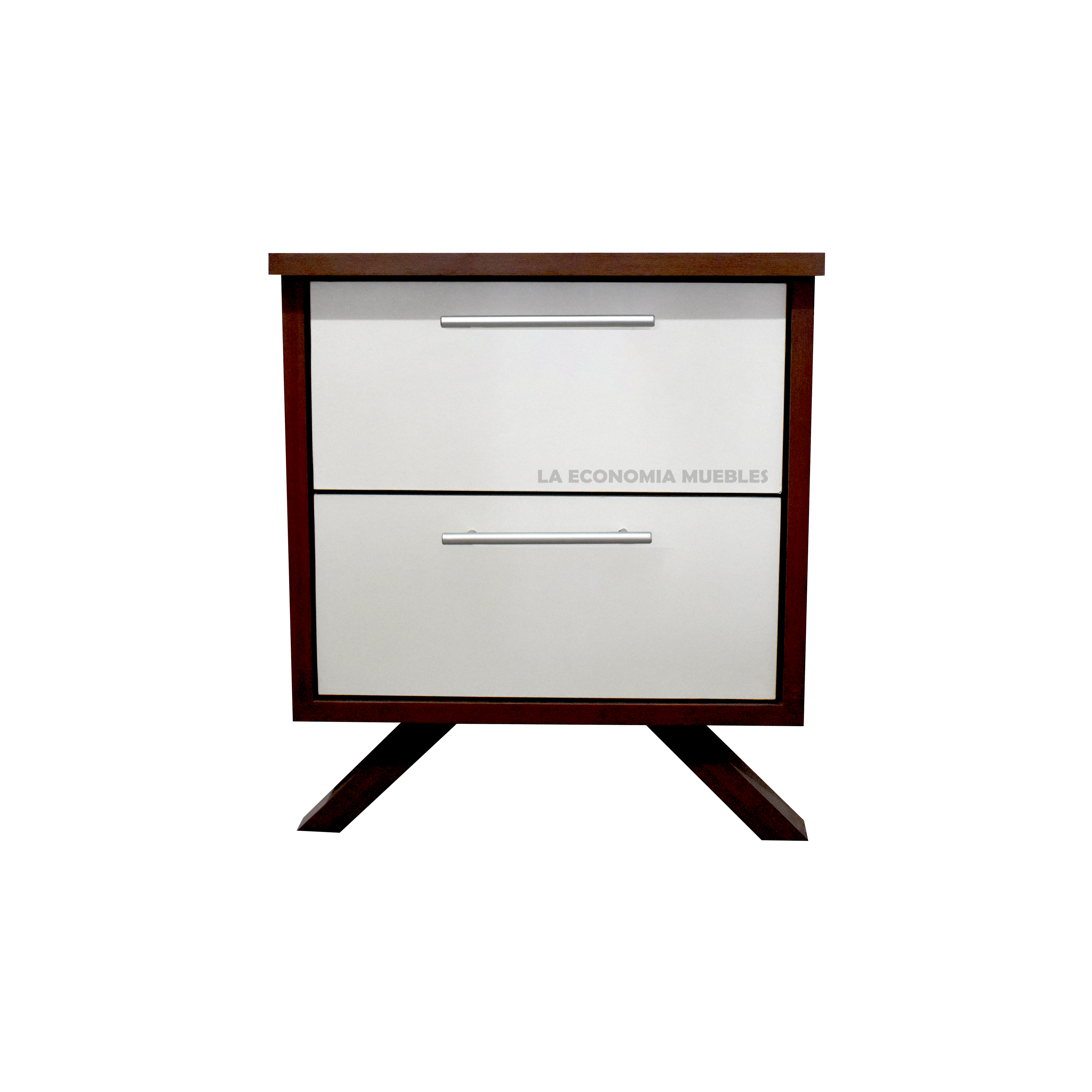 Mesa de luz Nórdica con dos cajones con guías metálicas.