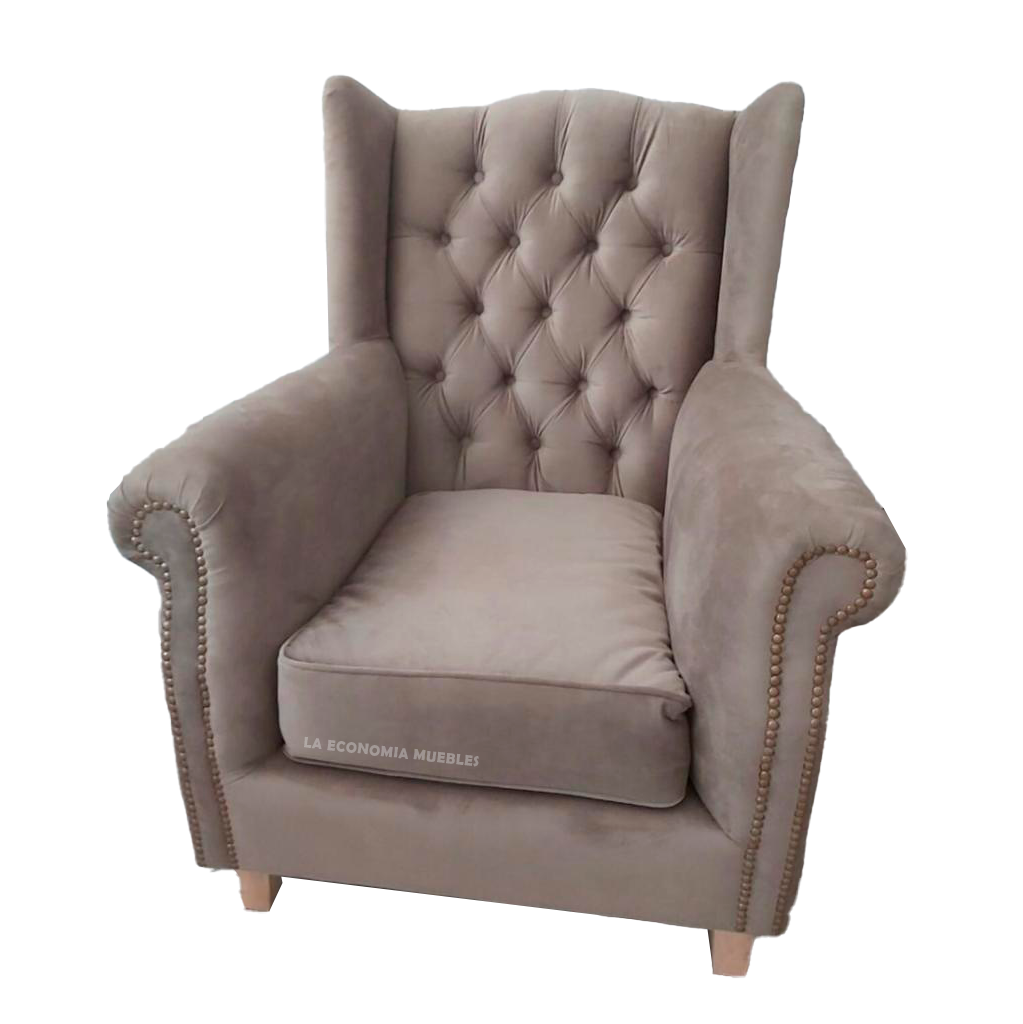 Sillón individual, tapizado en pana , chenille ó talampaya, colores a elección.