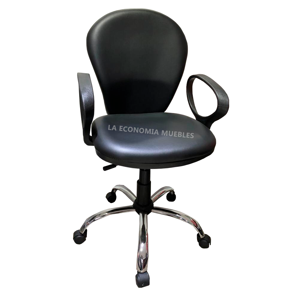 Silla giratoria neumática (adaptación de altura), base negra, tapizados a elección.