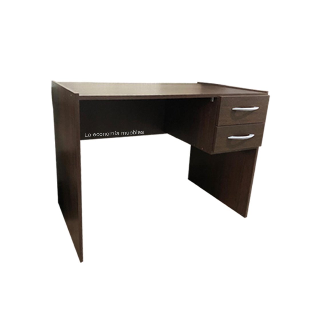 Escritorio de 1.20m x 0.60m, con dos cajones. Colores: blanco, wengué mogno y roble.