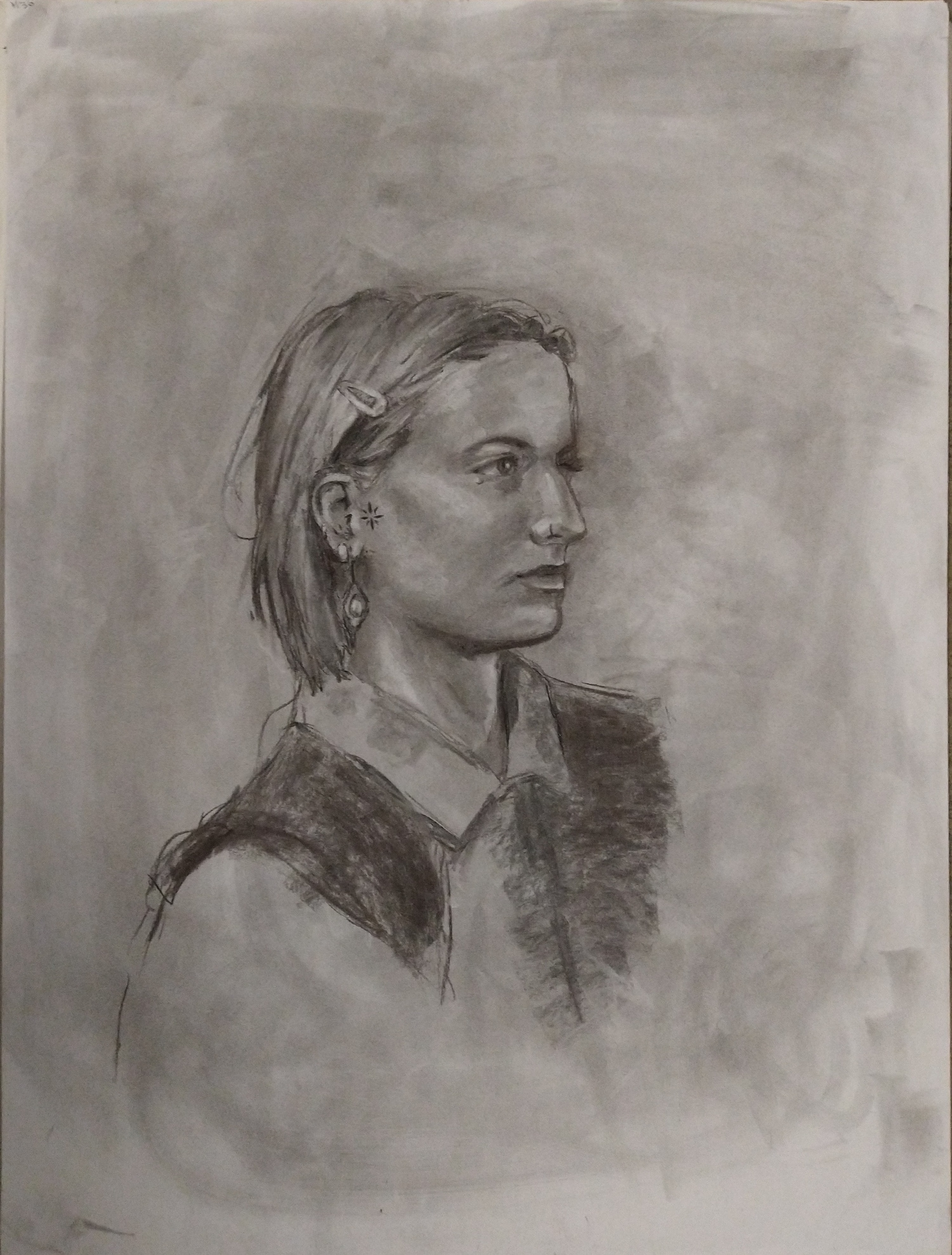 portrait study in charcoal