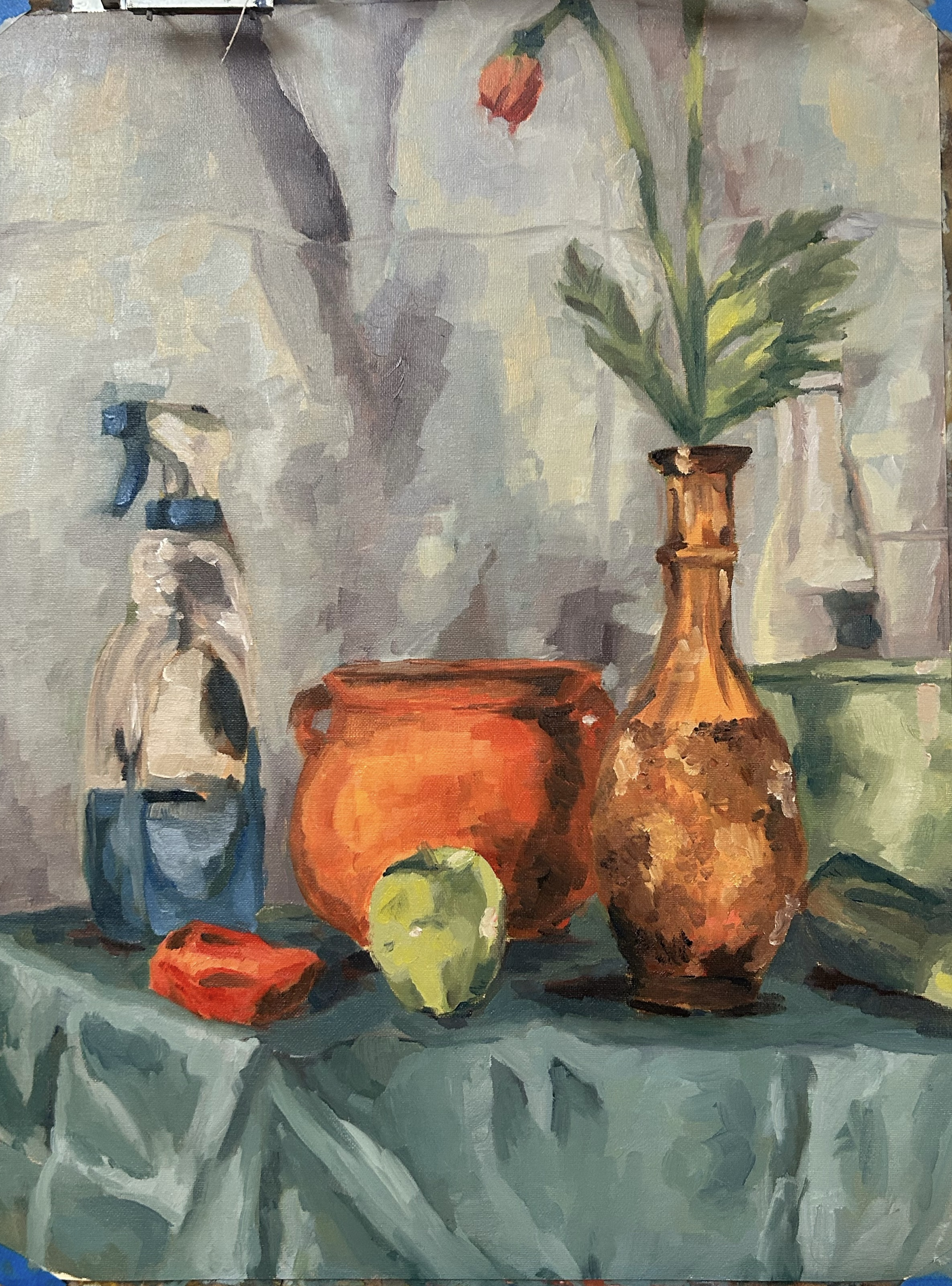 spray bottle and bowl still life [ Oil ]
