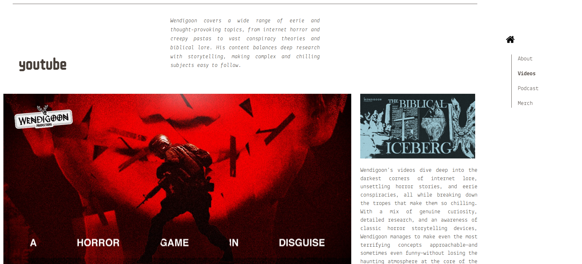 videos page layout