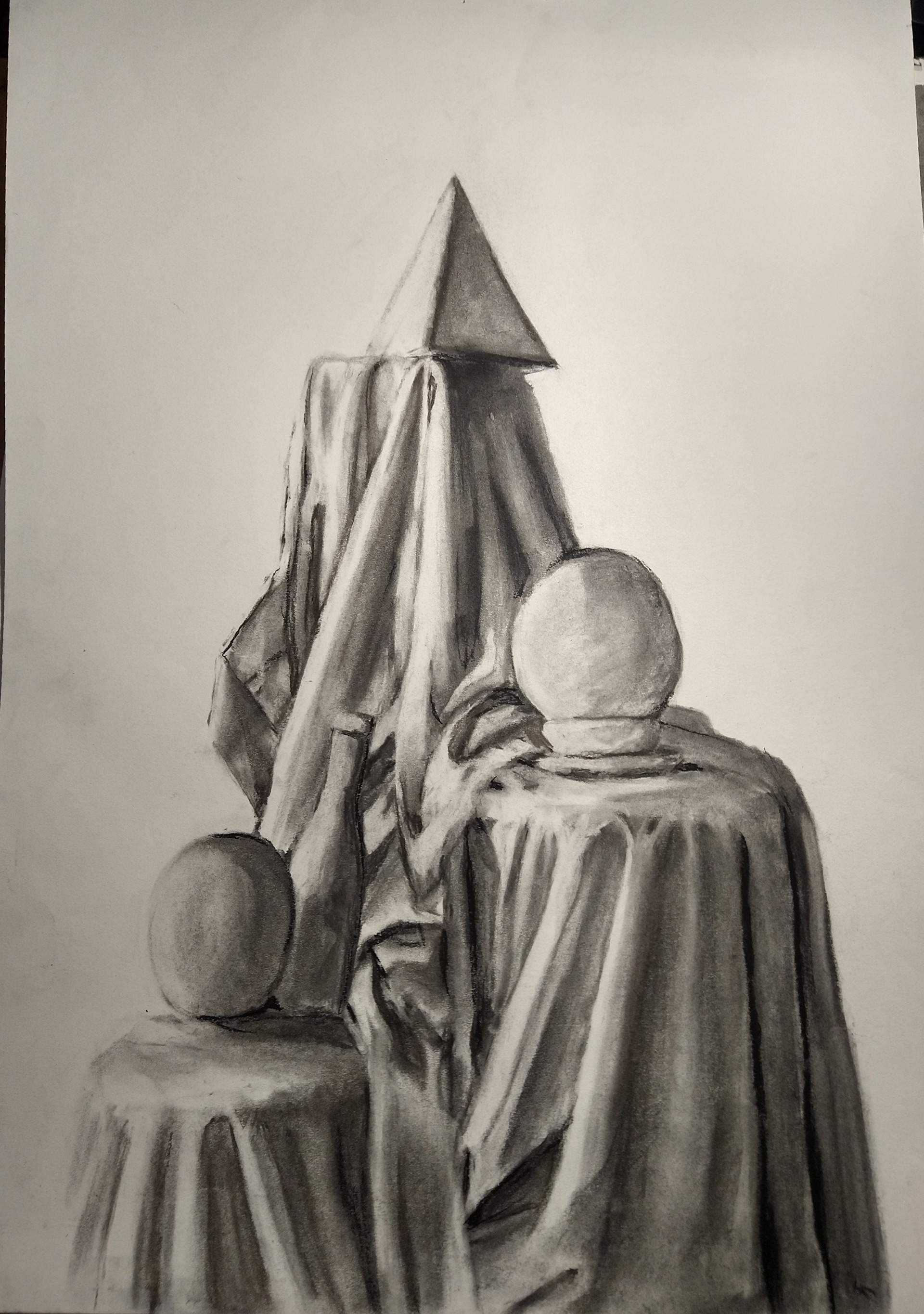 additive still life study - in charcoal