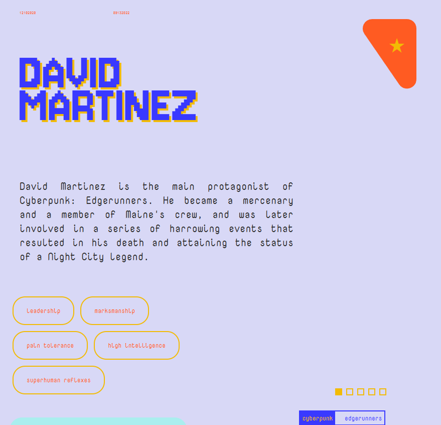 Individual Character Screen