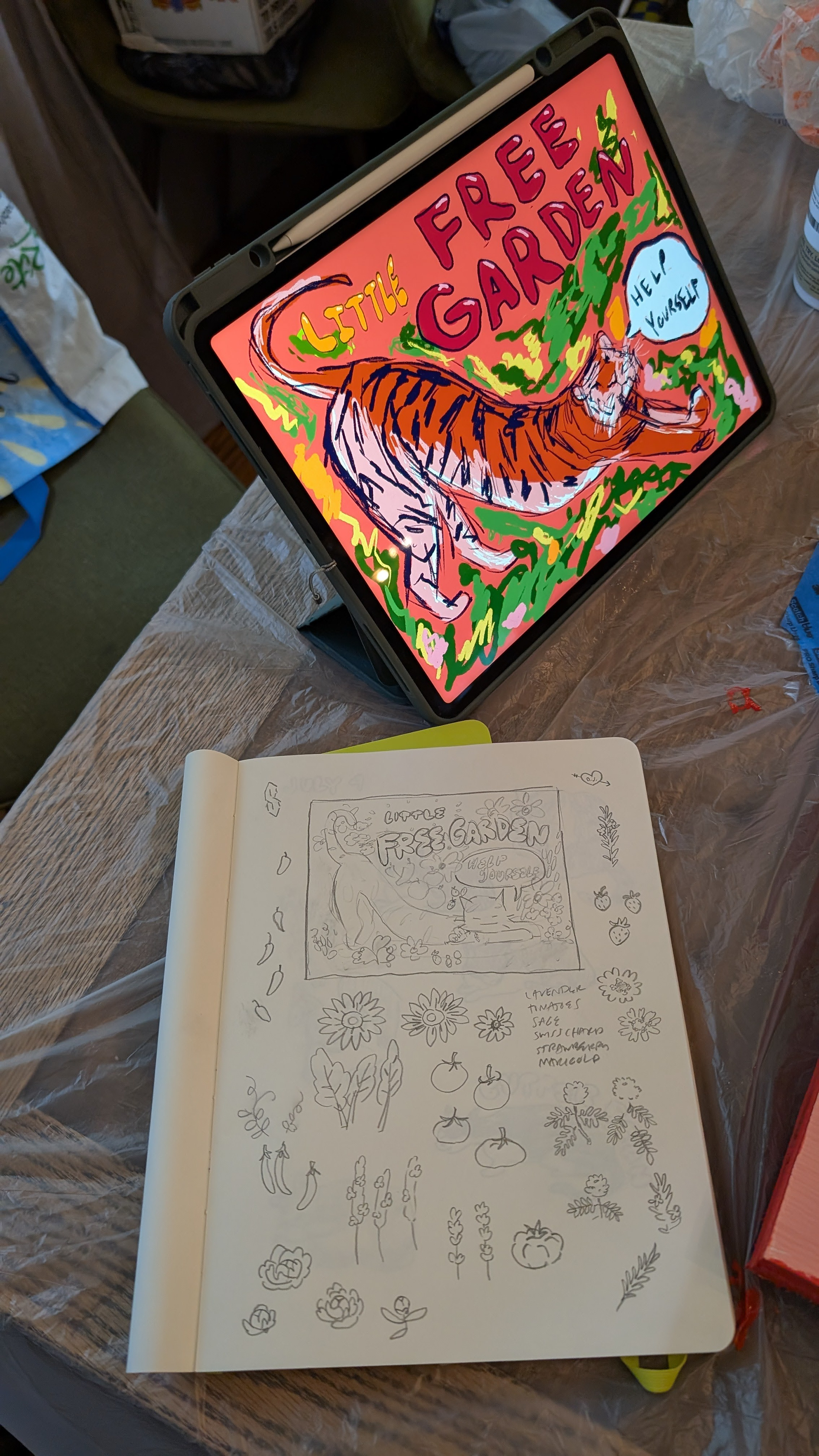 My initial sketch with Emily's sketches