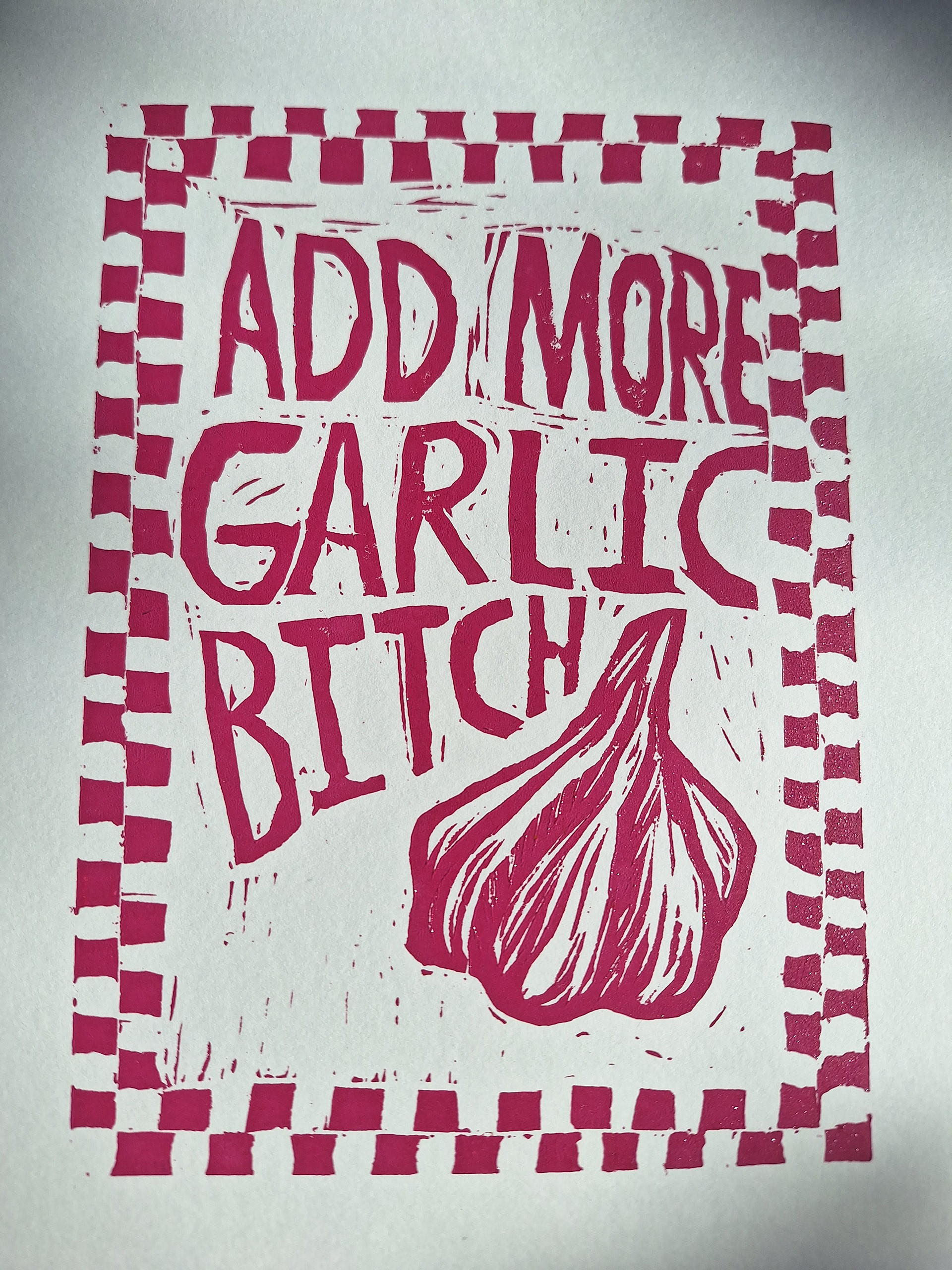 Add More Garlic Linocut (2024)