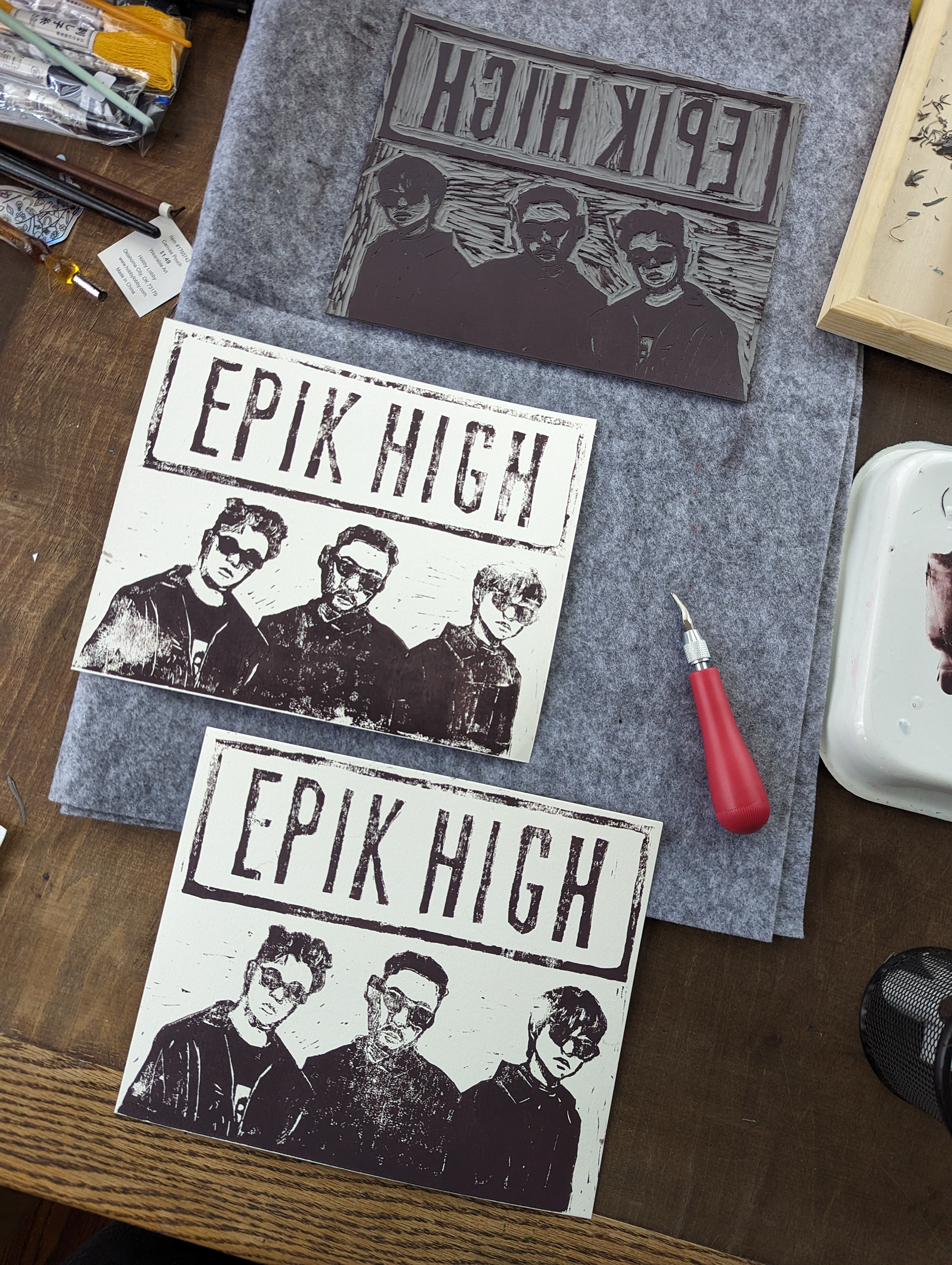 Epik High (Linoleum block print 2023)