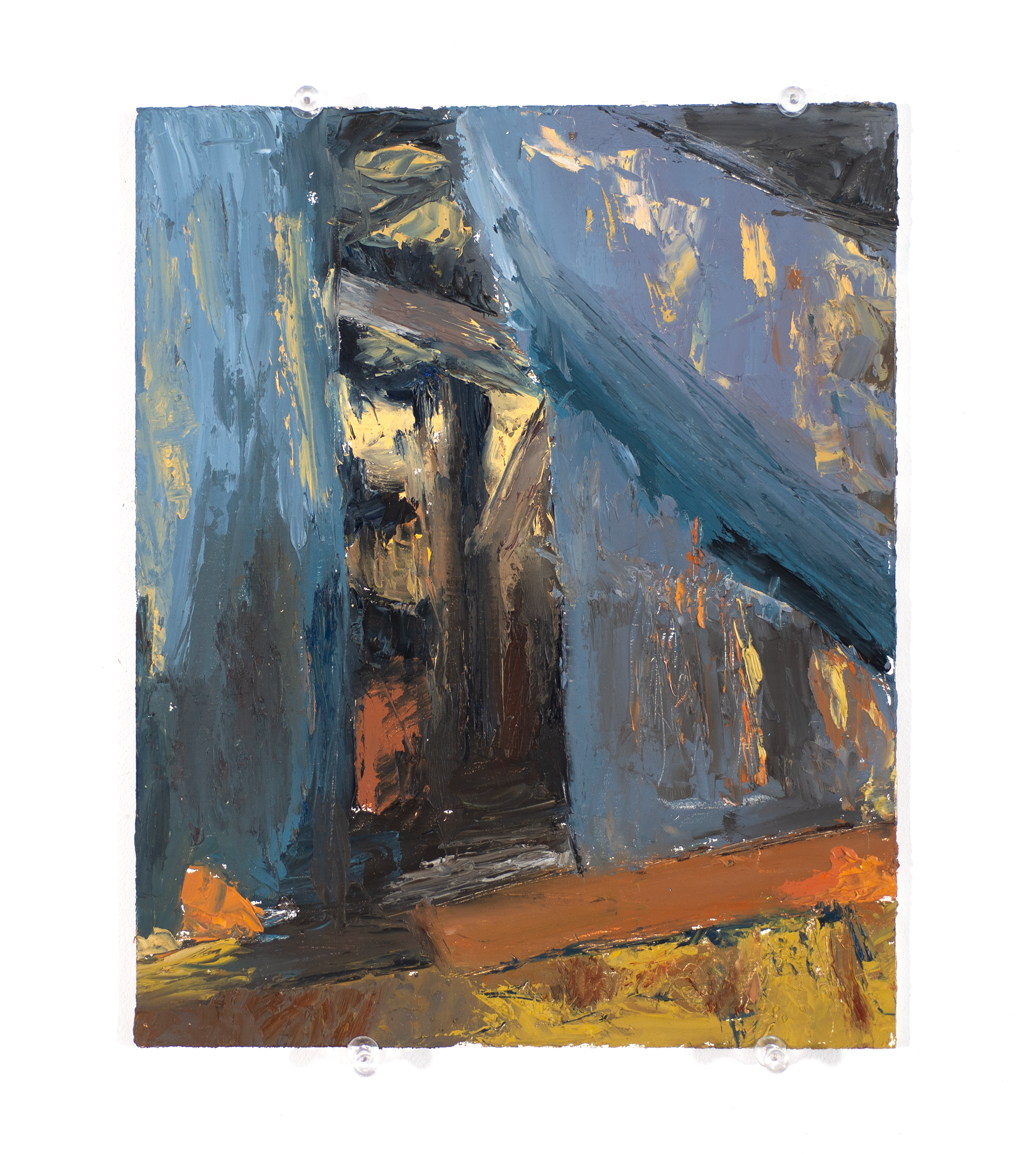 "Metal Building", 2025, Oil on panel, 10x8