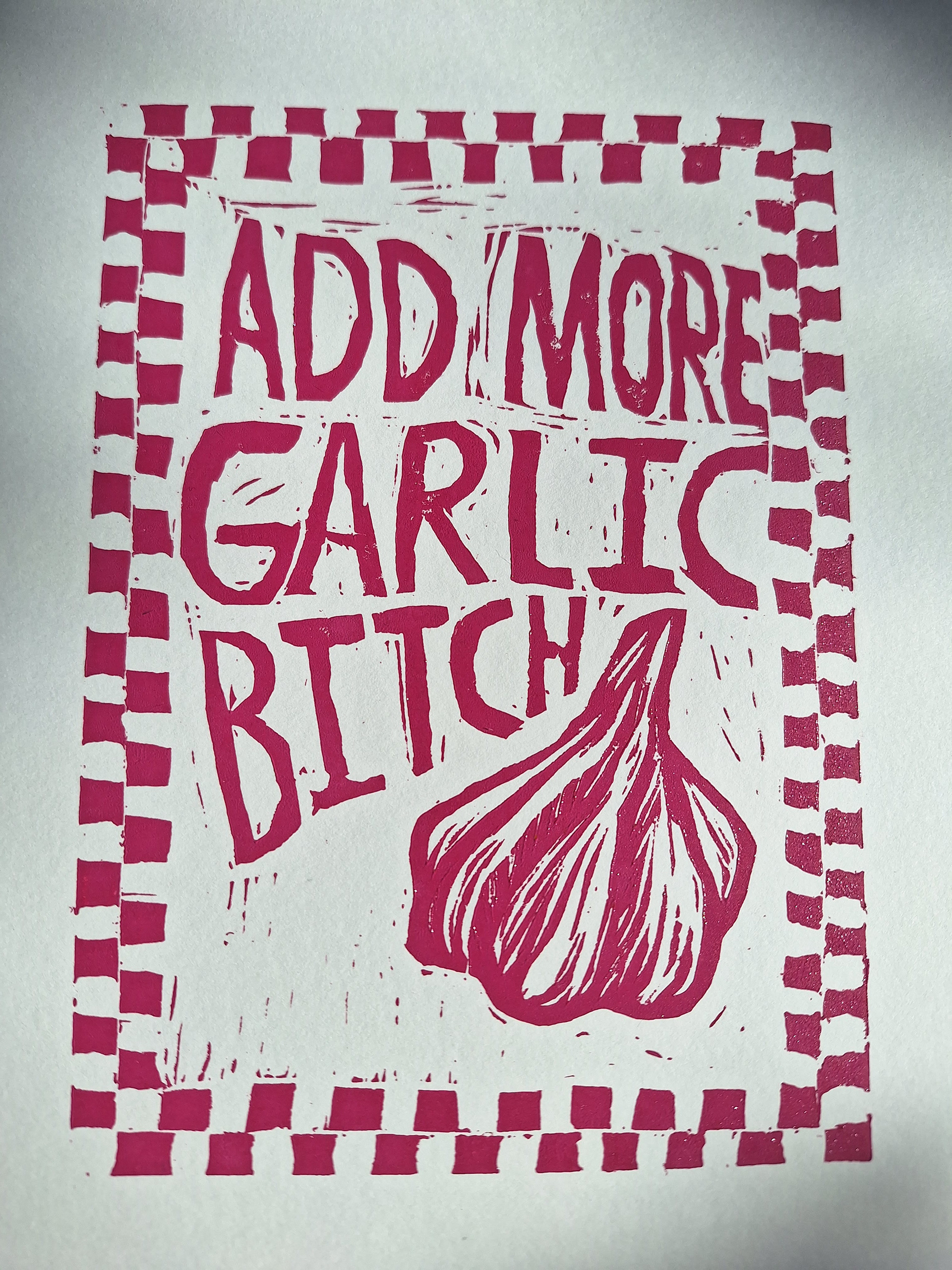 Add More Garlic Linocut (2024)