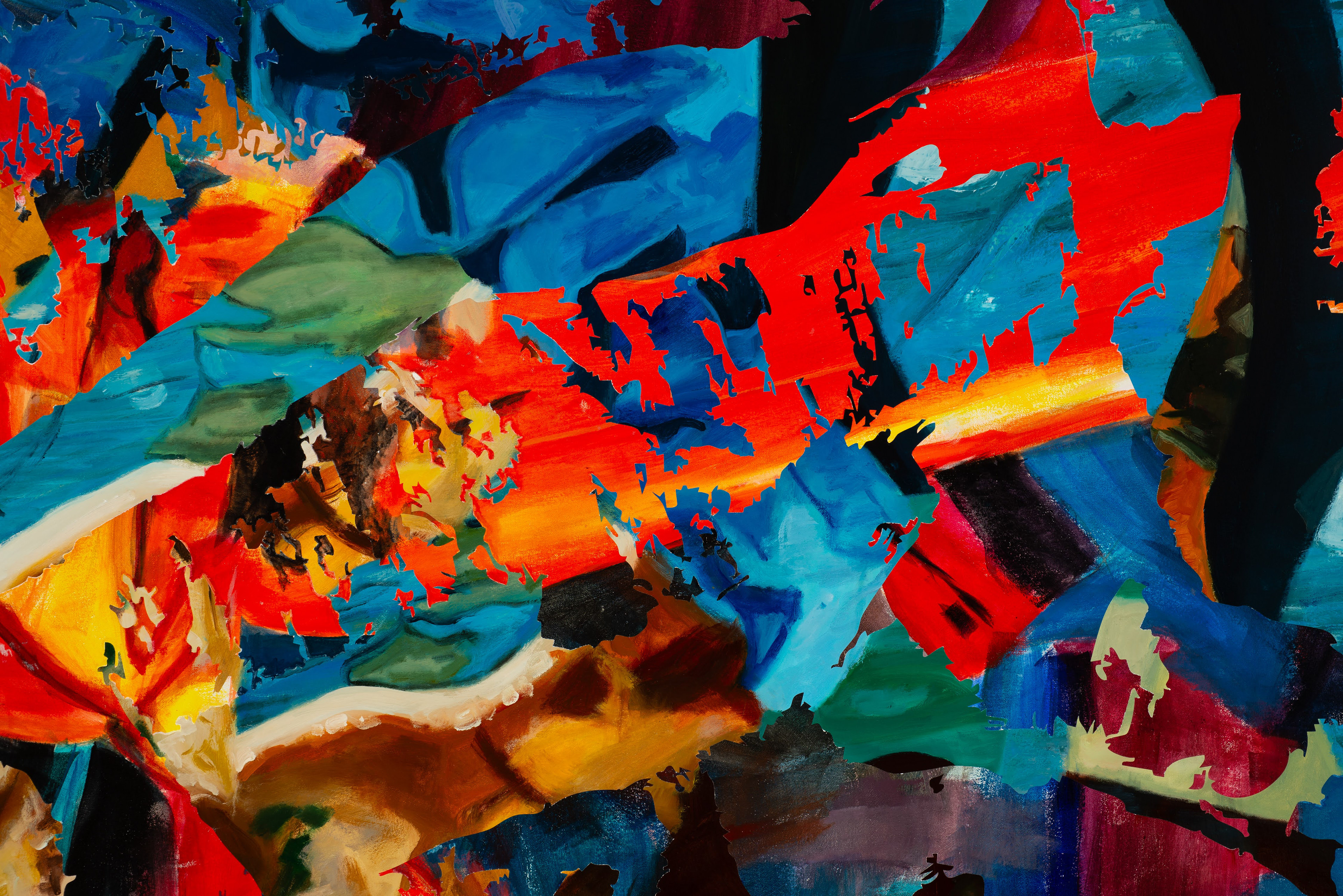 Disrupted Spaces - Acrylic and oil on canvas - detail shot (2025)