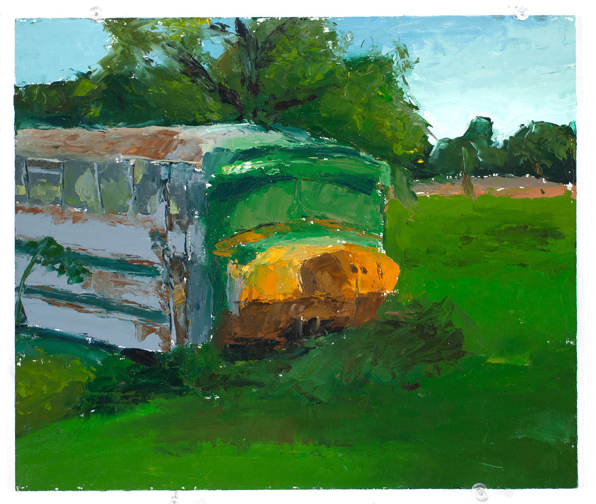 "Overtaken Bus", 2025, Oil, 10x12