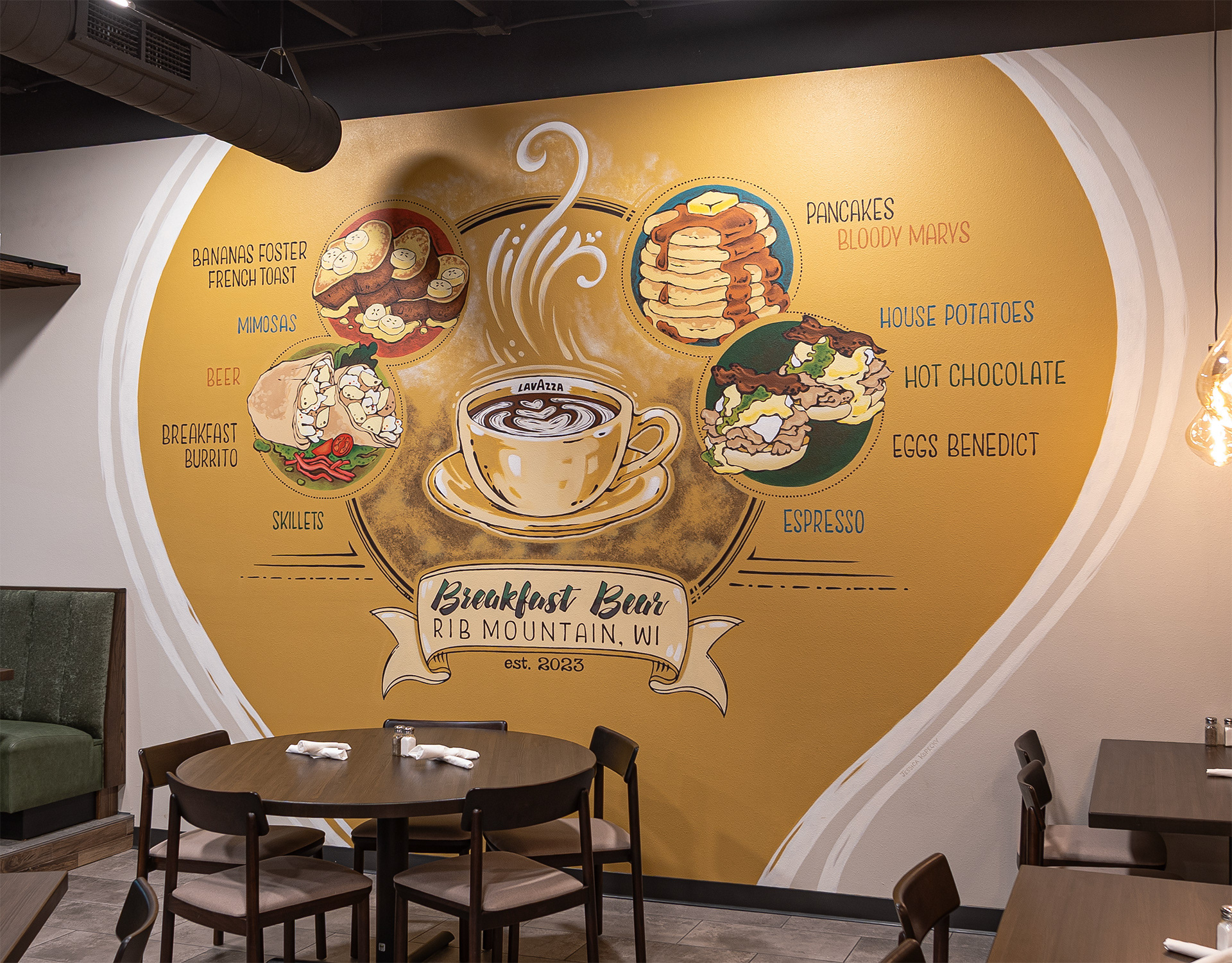 Breakfast Bear Restaurant  |  Rib Mountain, WI  |  Dining Area Mural