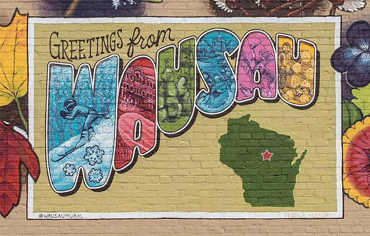 Wausau Mural (detail) | 312 S 1st Ave, Wausau, WI 54401