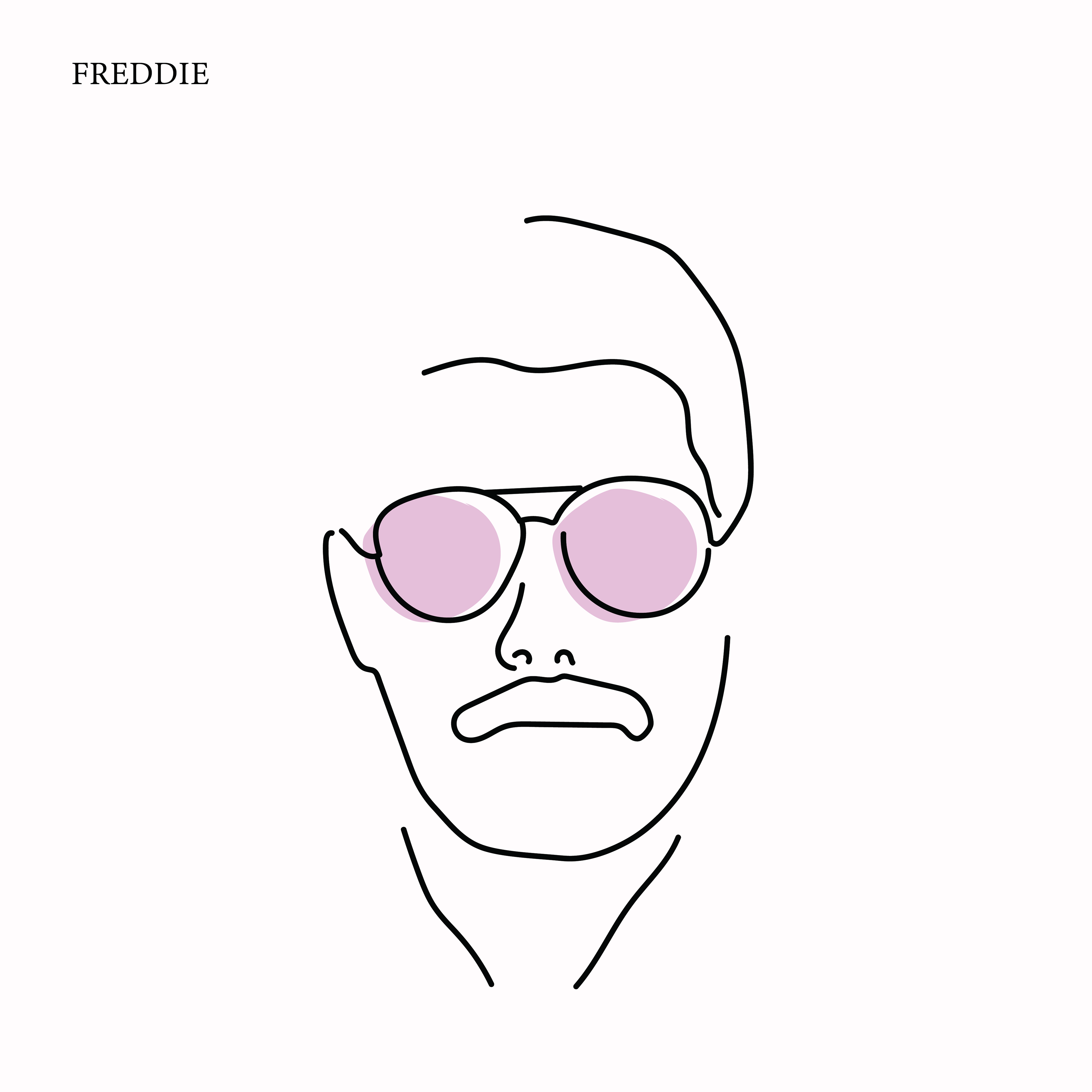 Freddie Mercury minimalistic line art