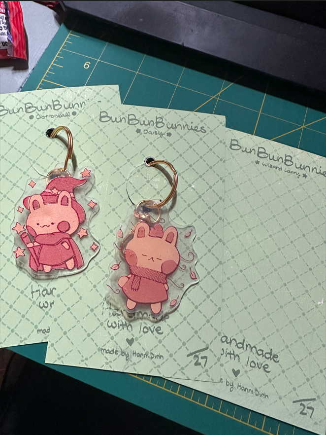 assembling keychains and packaging together