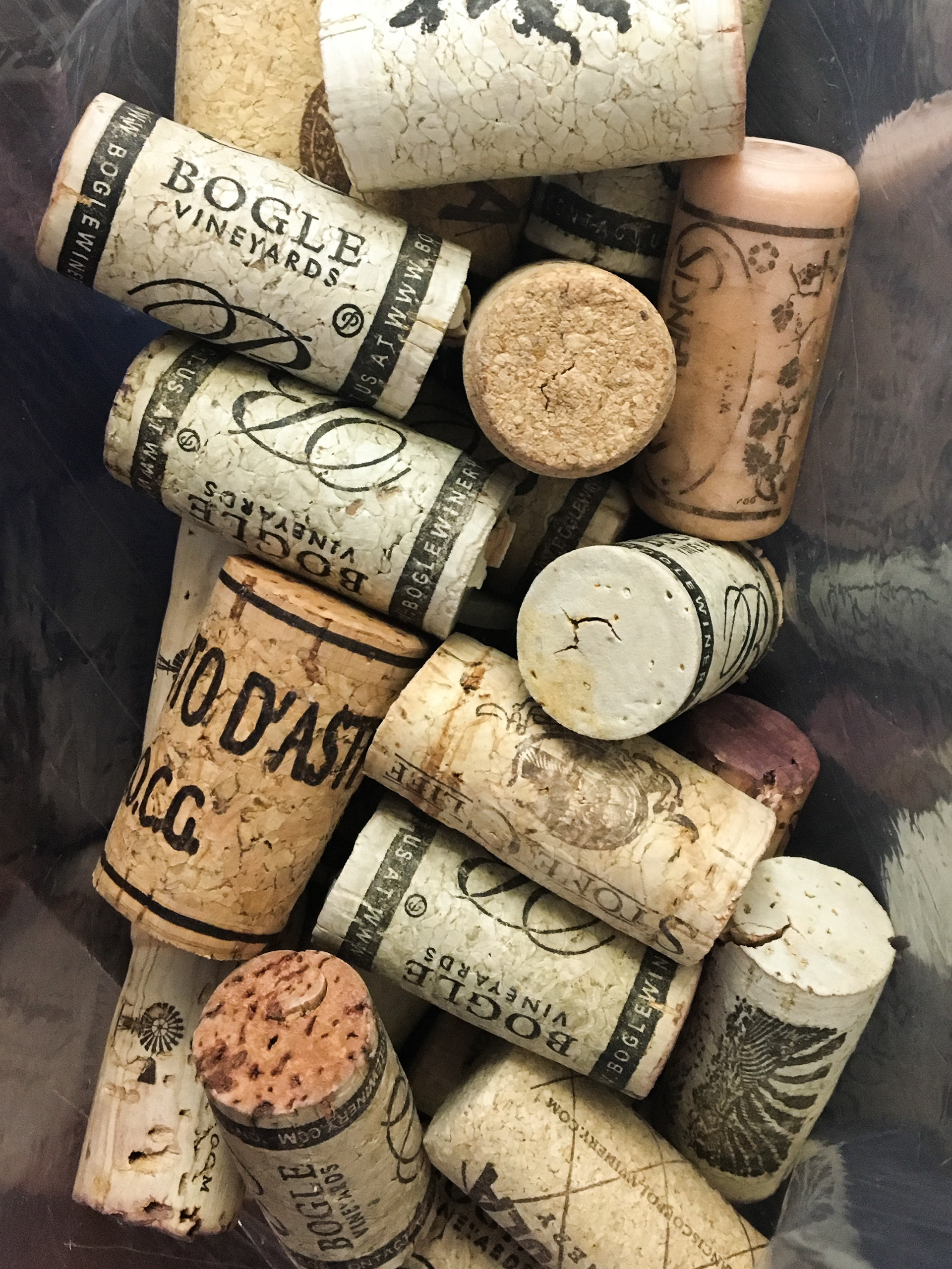 Corks used to create the stamps