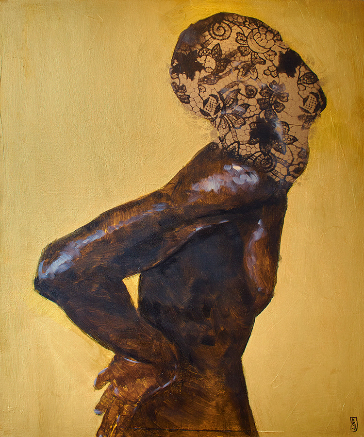 N/T. Mixed media on canvas 24 x 30 in. Series "Letter to W.E.B.Dubois & Frantz Fanon"