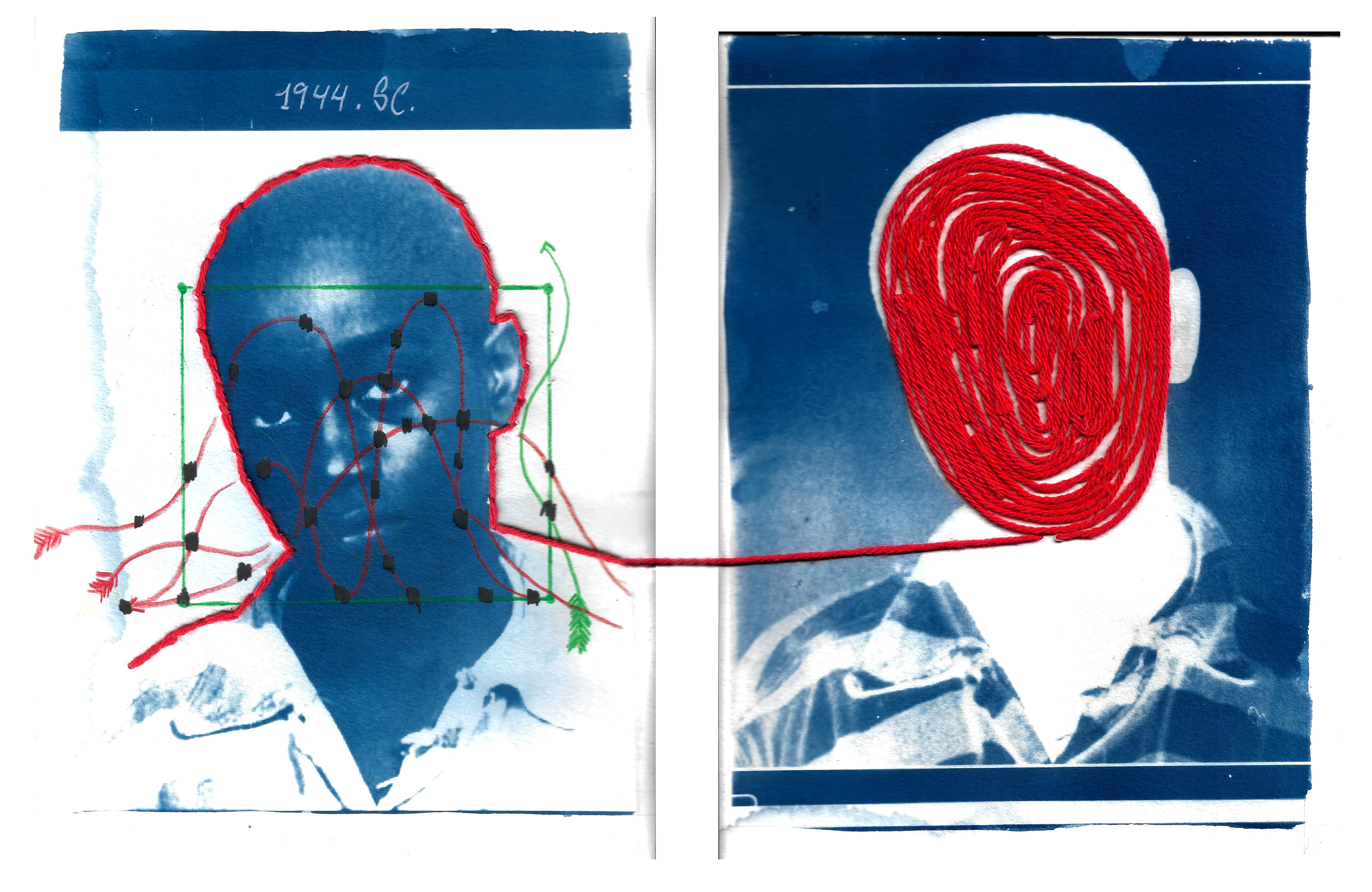 Letters from a Young Inmate. Cyanotype on paper. 12 x 24 in