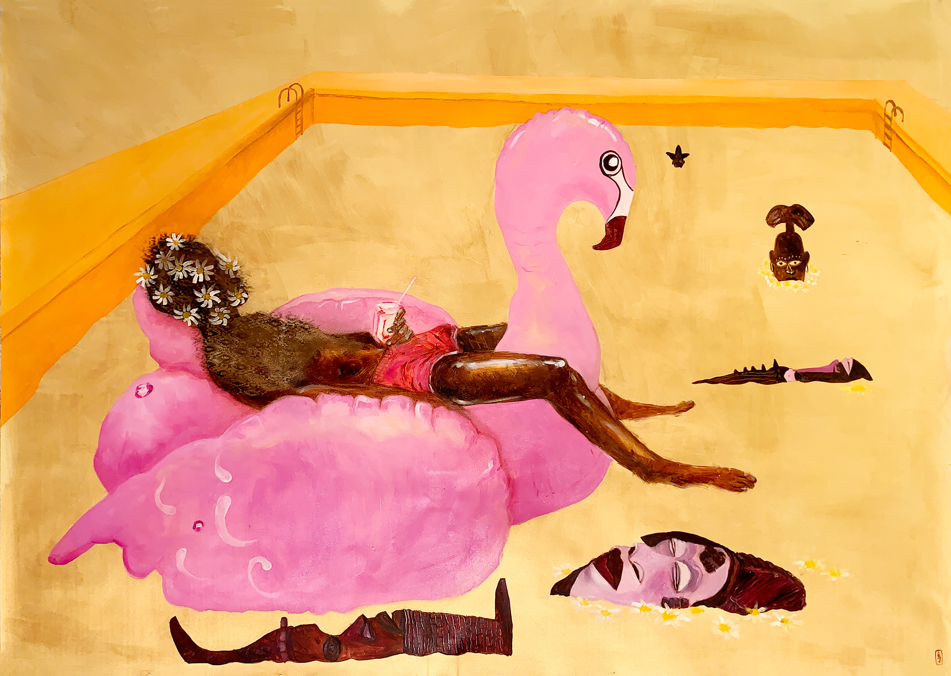 My last rest. Oil on canvas, 43 x 60 in. Series “Letters to W. E. B. Dubois & Frantz Fanon”