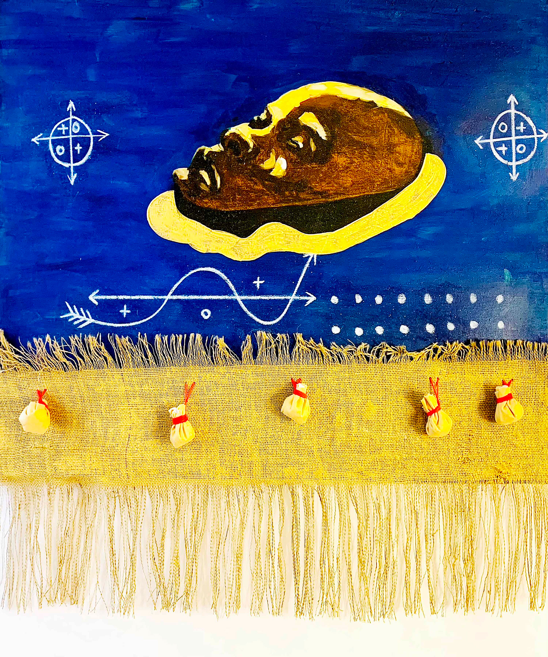 Makuto. Mixed media on canvas 55 x 62 in