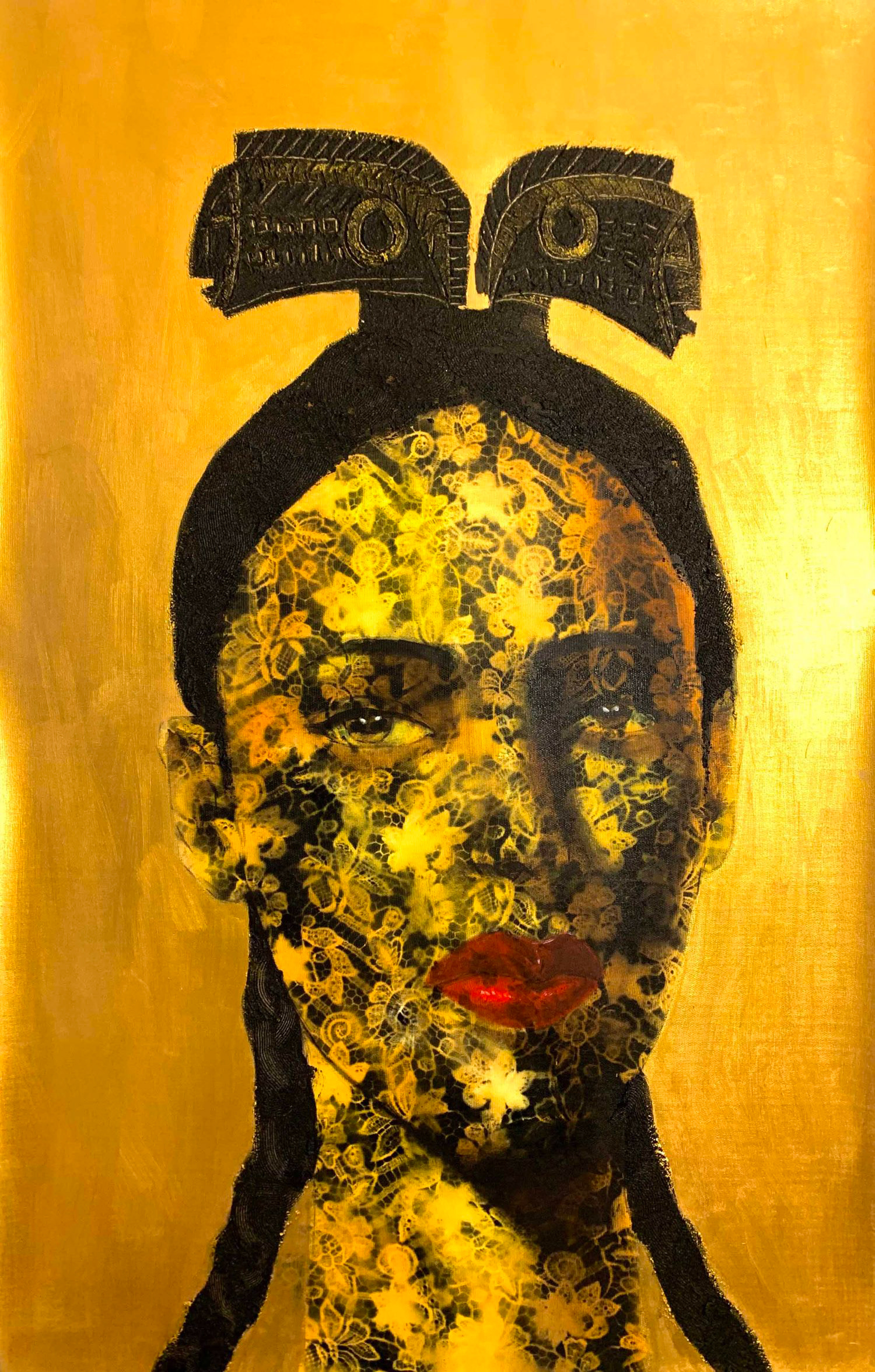 Abbe. Mixed media on canvas 30 x 49 in