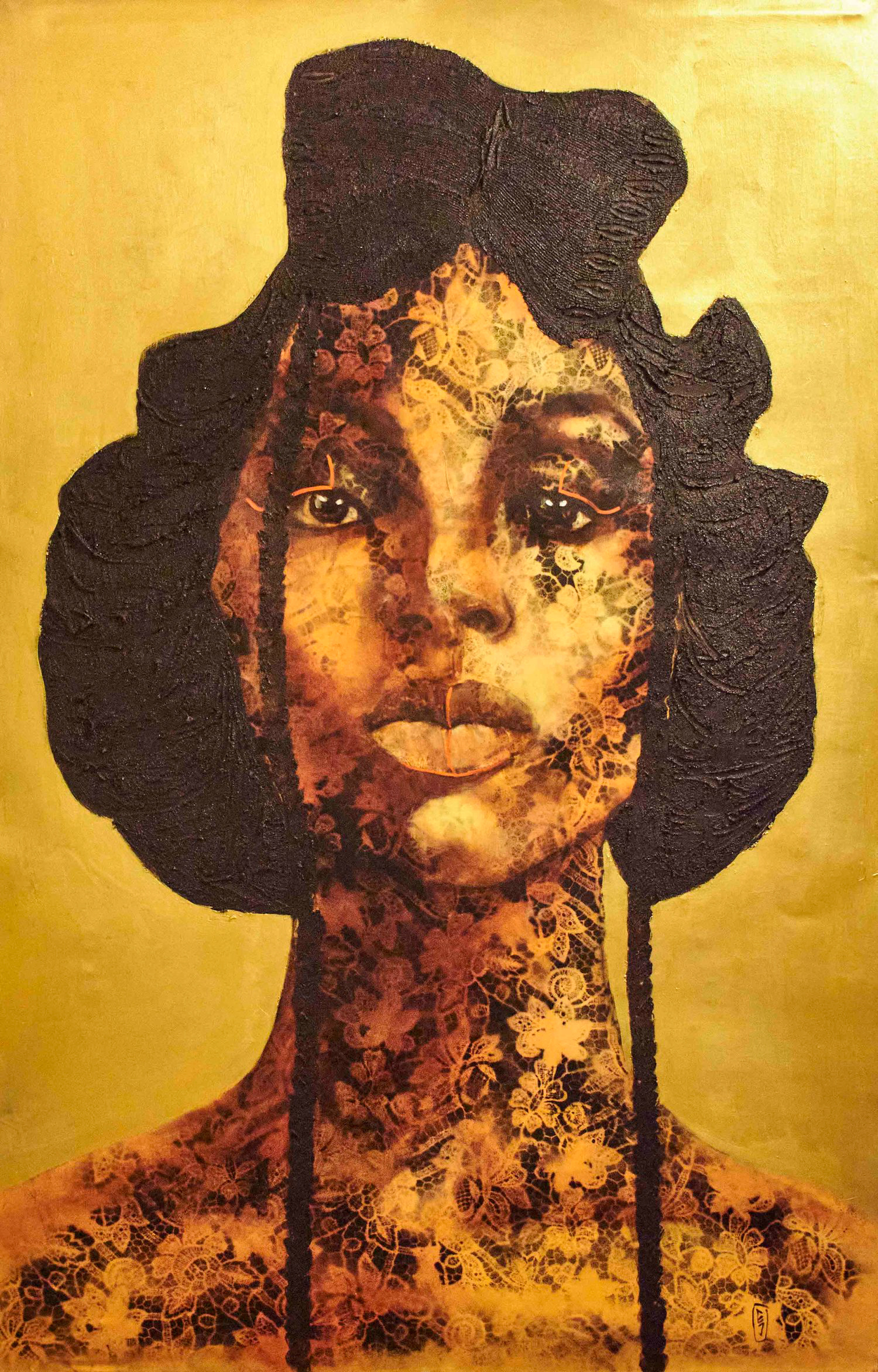 Tiffany Hendricks. Mixed media on canvas 30 x 39 in