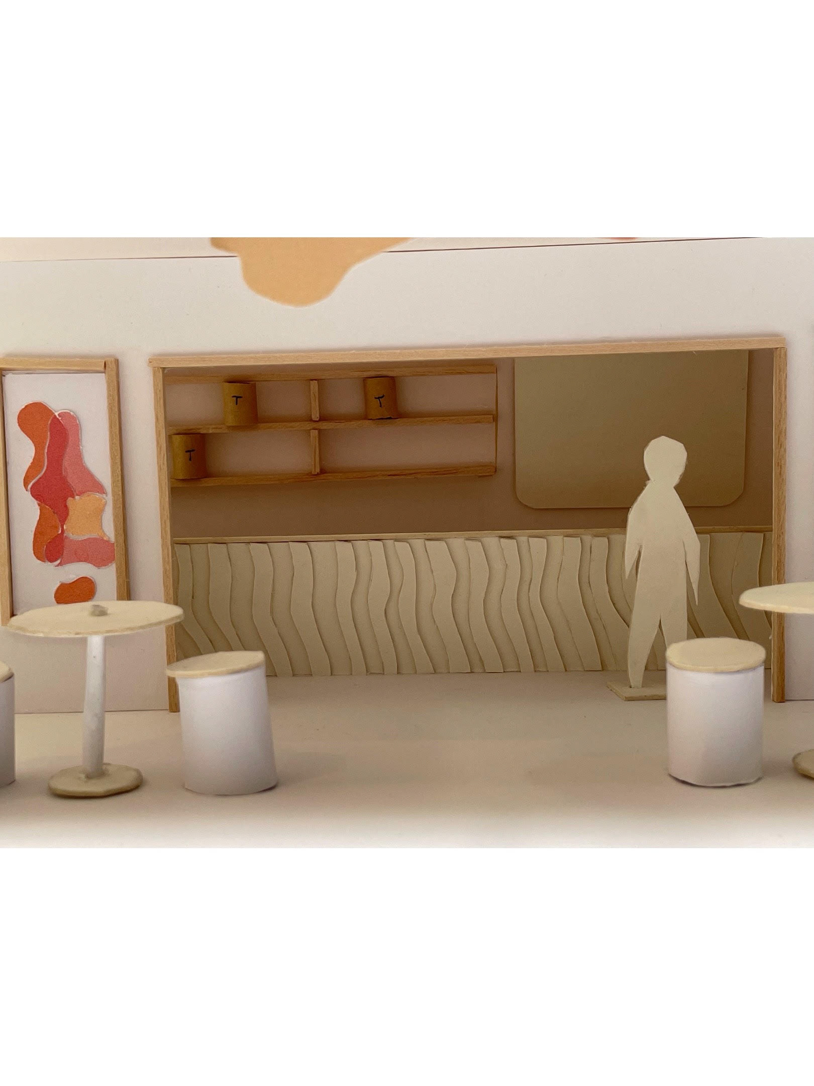 Shelf, poster, and bar details