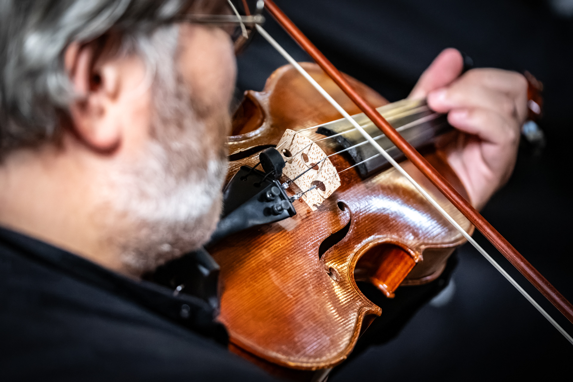 Un violinista dell'Orchestra Omnibus